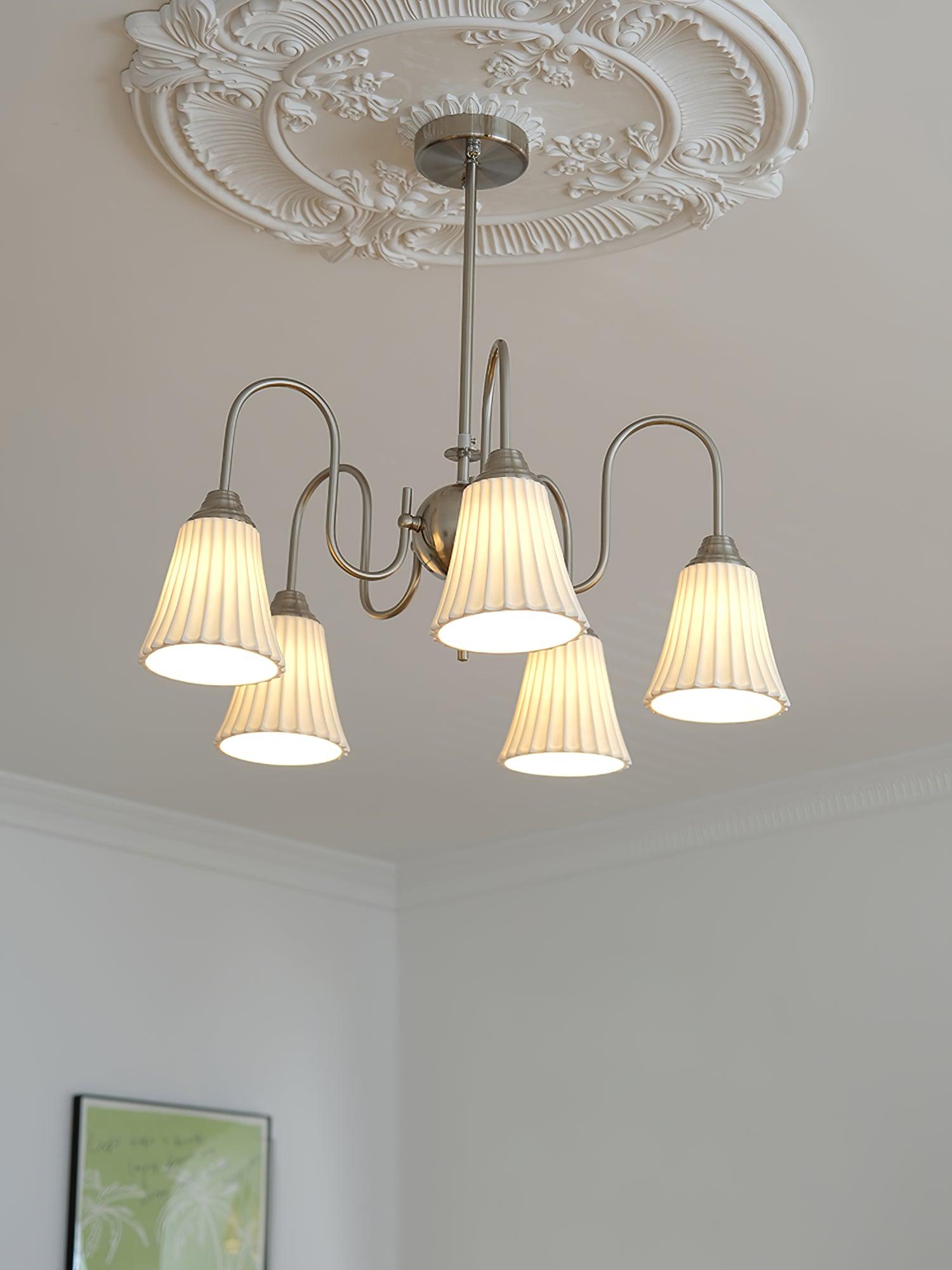 Lustra Chandelier Esther Ceramic Pleated Modern - Letslighting