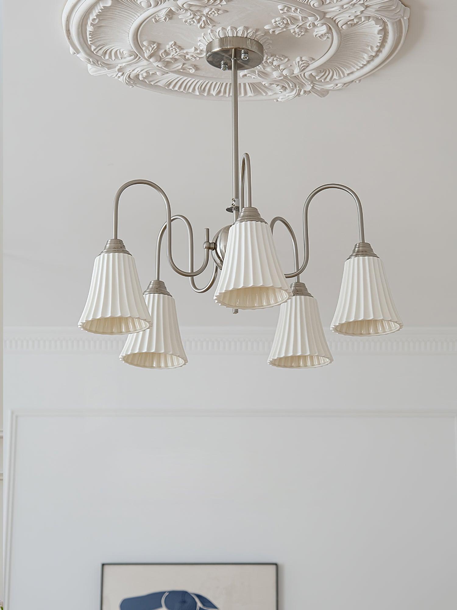 Lustra Chandelier Esther Ceramic Pleated Modern - Letslighting