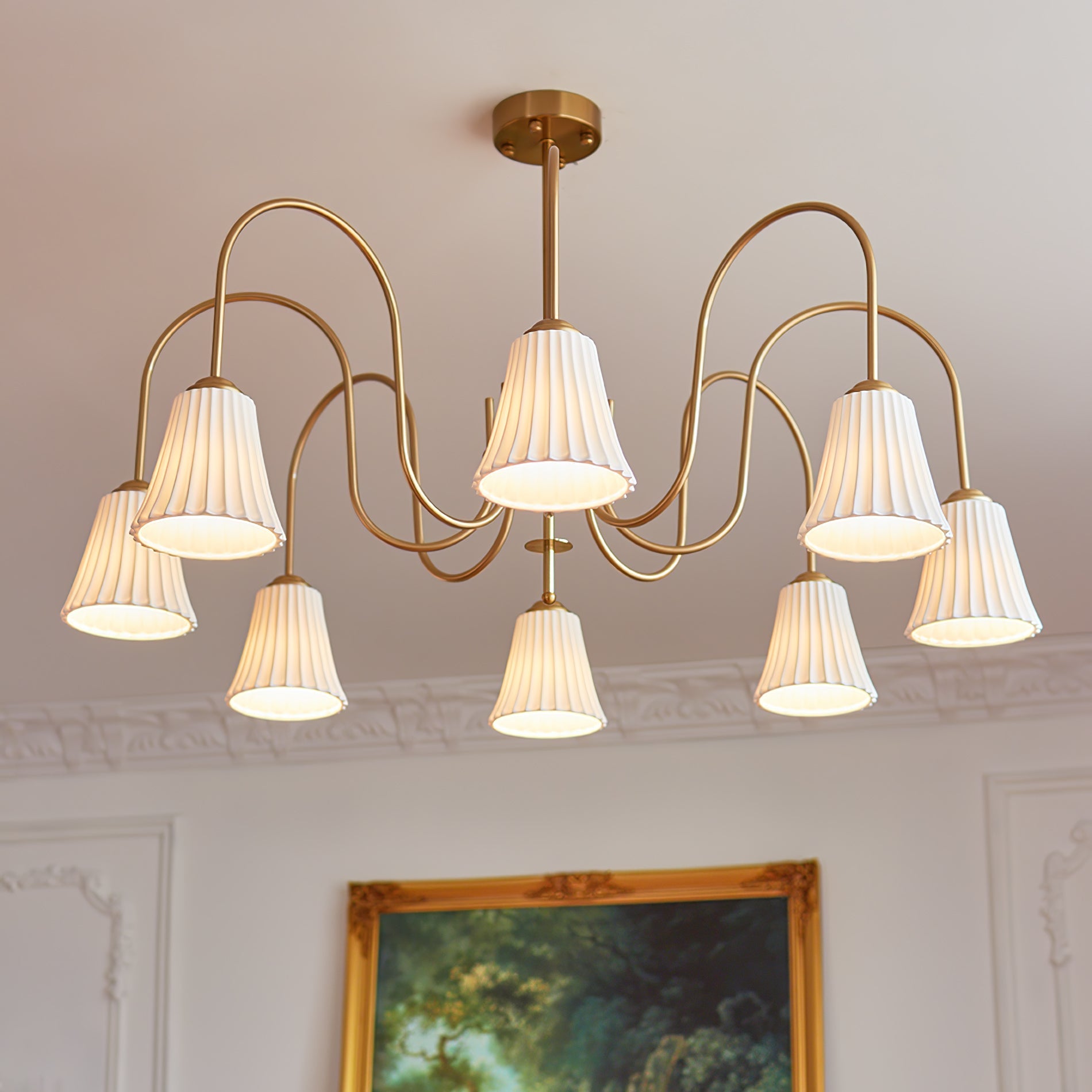 Lustra Chandelier Esther Ceramic Pleated Modern - Letslighting