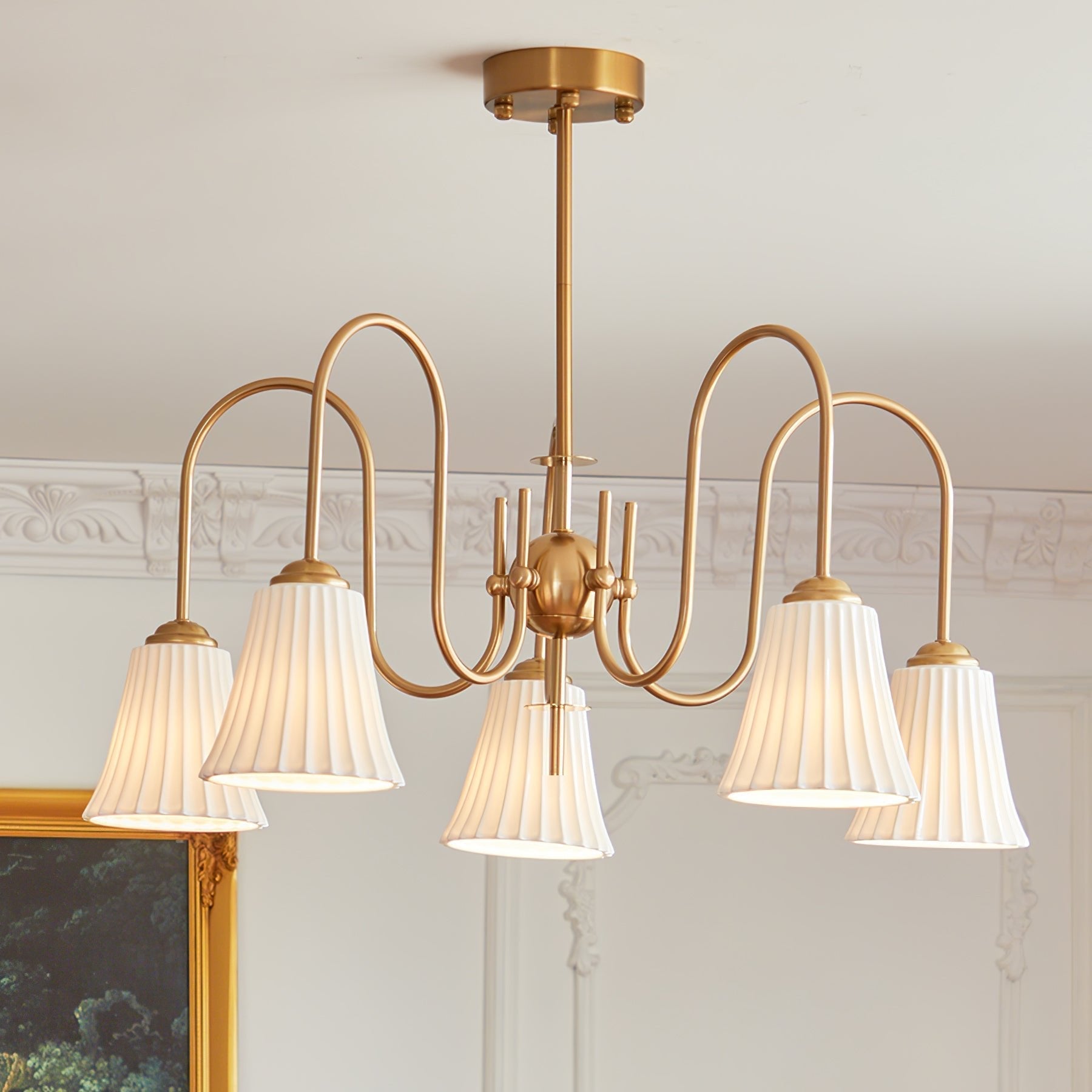 Lustra Chandelier Esther Ceramic Pleated Modern - Letslighting