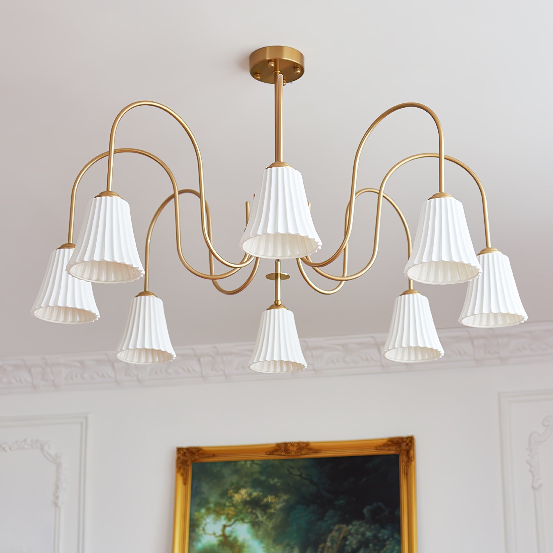 Lustra Chandelier Esther Ceramic Pleated Modern - Letslighting