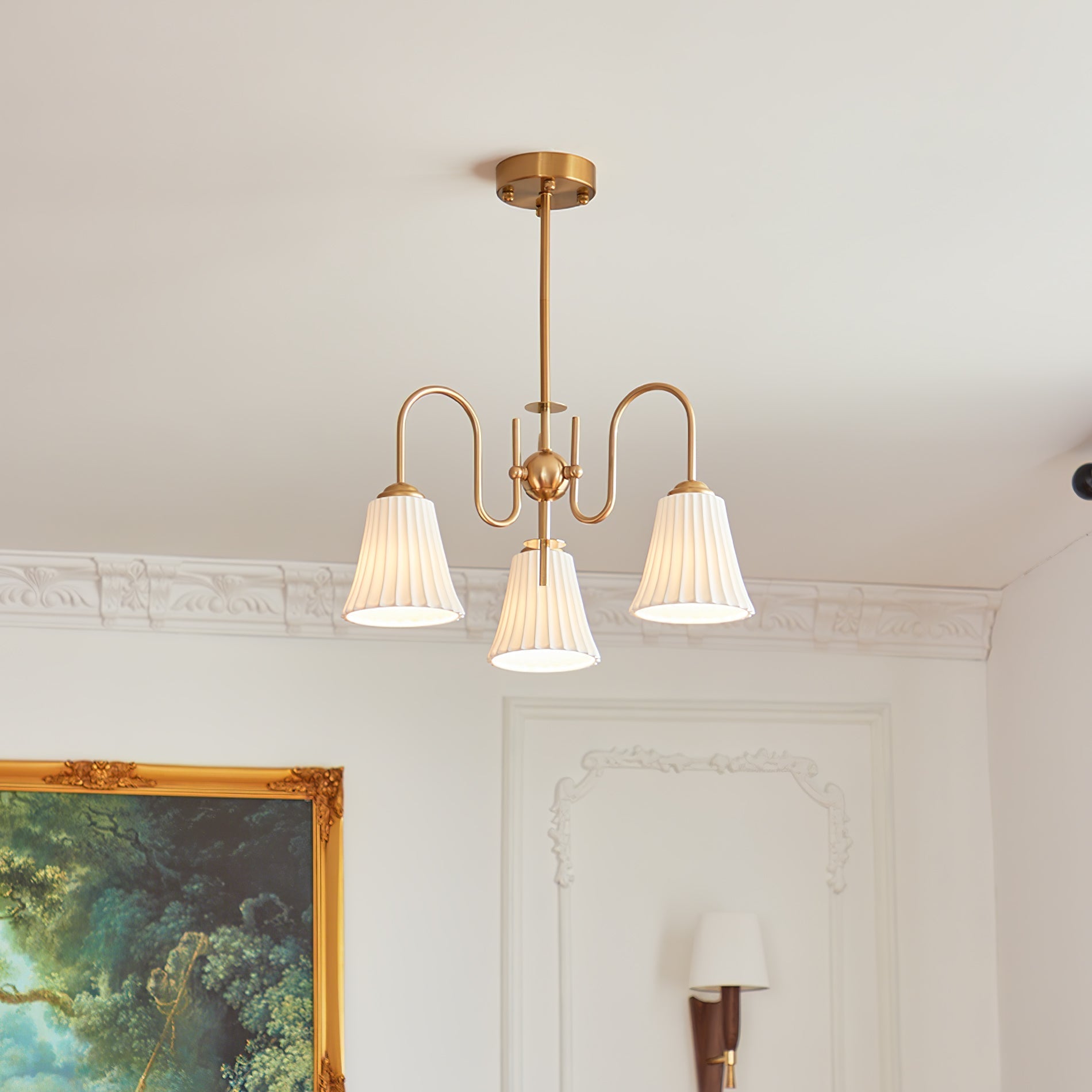 Lustra Chandelier Esther Ceramic Pleated Modern - Letslighting