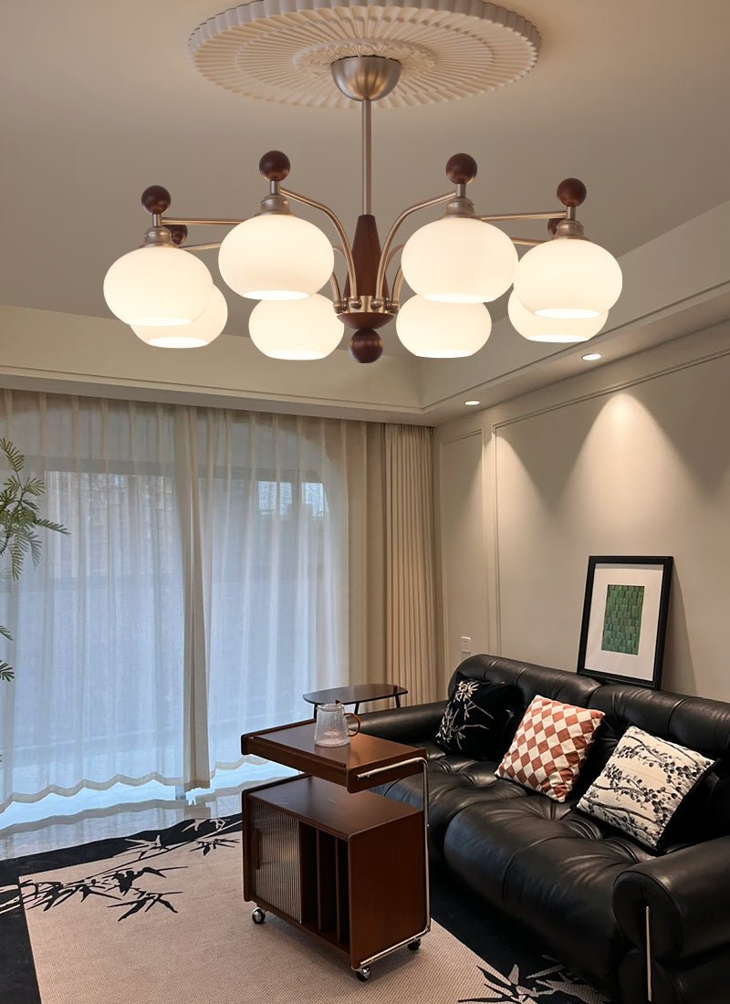 Ivloria Traditional Elegance Orbit Wood Glass Chandelier - Letslighting