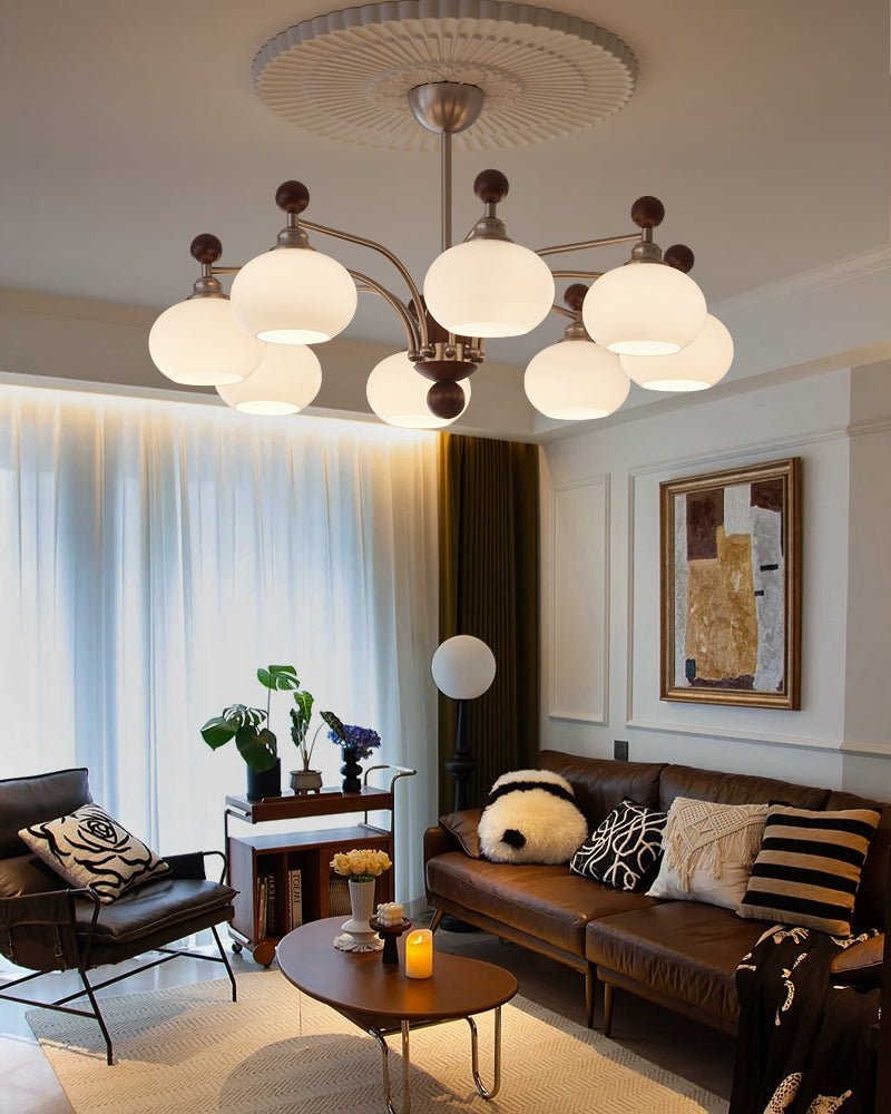Ivloria Traditional Elegance Orbit Wood Glass Chandelier - Letslighting