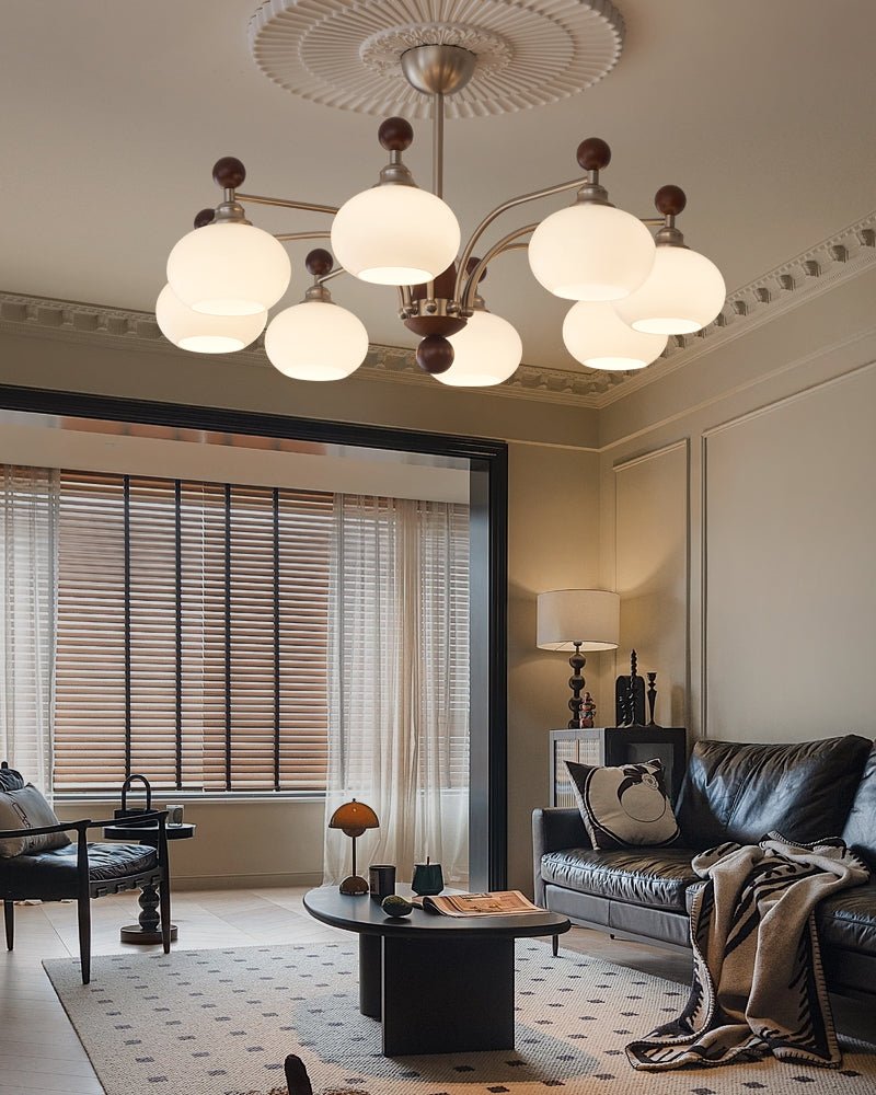 Ivloria Traditional Elegance Orbit Wood Glass Chandelier - Letslighting