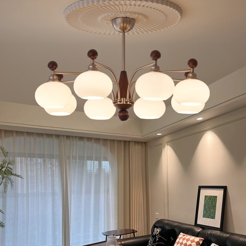 Ivloria Traditional Elegance Orbit Wood Glass Chandelier - Letslighting