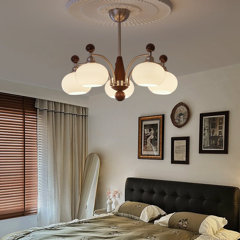 Ivloria Traditional Elegance Orbit Wood Glass Chandelier - Letslighting