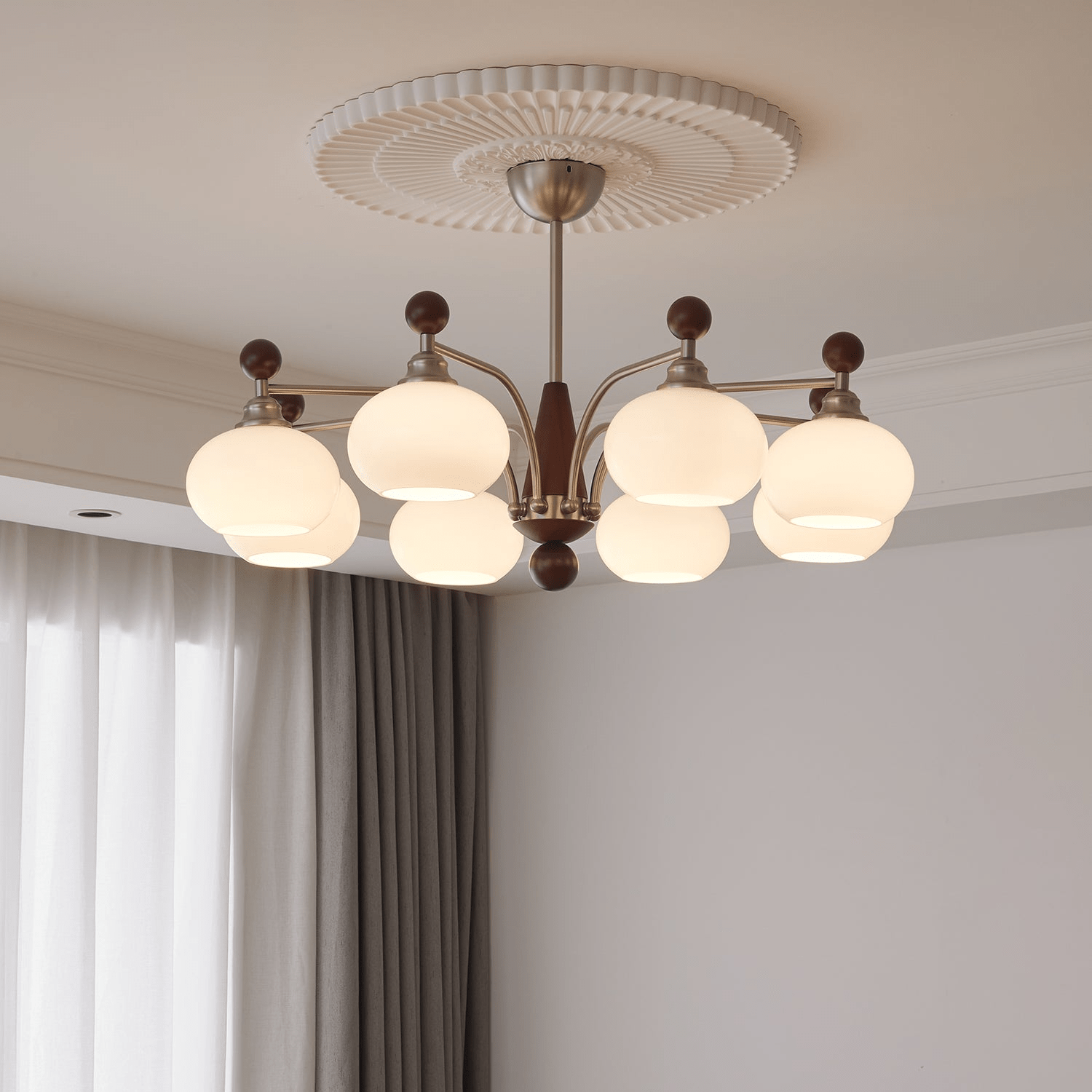 Ivloria Traditional Elegance Orbit Wood Glass Chandelier - Letslighting