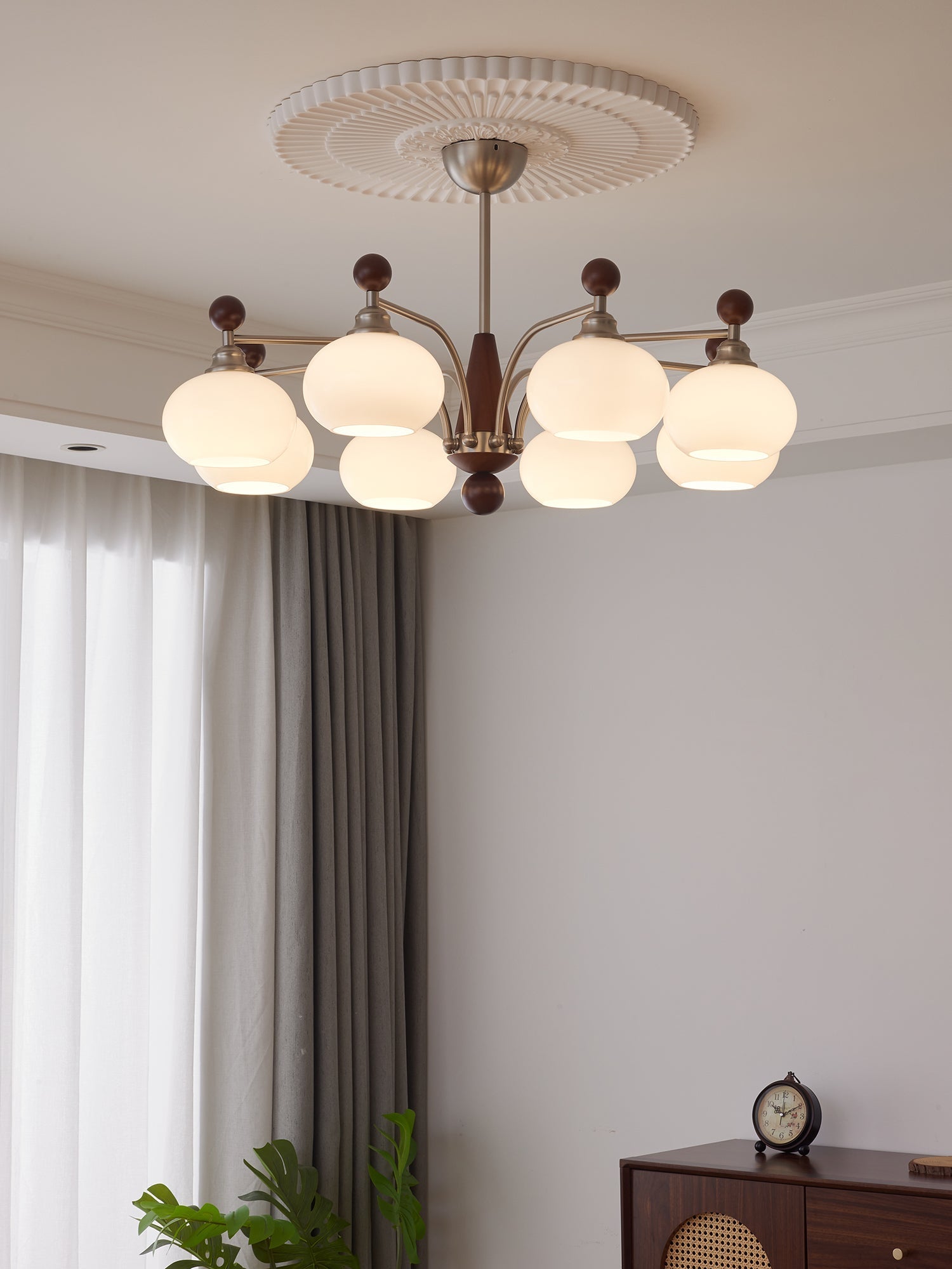 Ivloria Traditional Elegance Orbit Wood Glass Chandelier - Letslighting