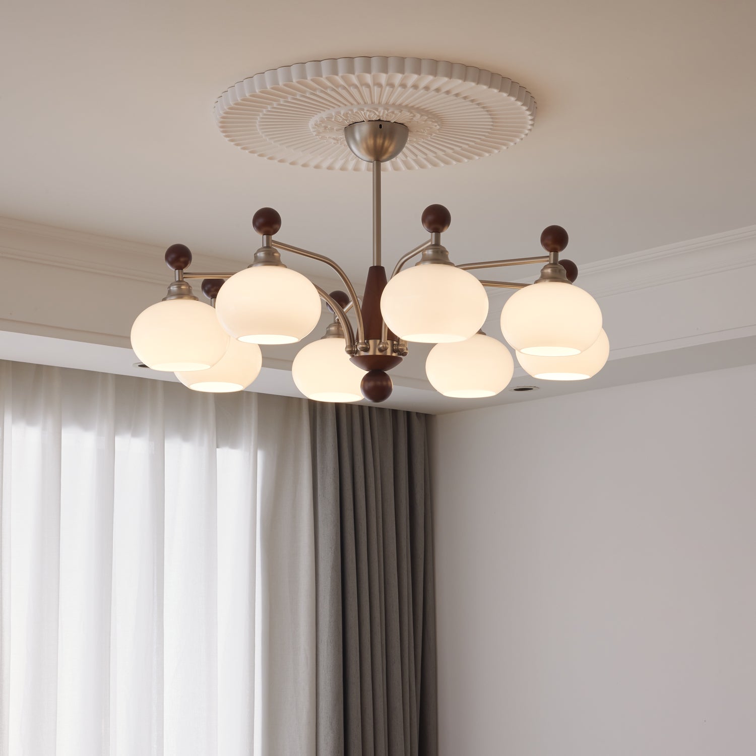 Ivloria Traditional Elegance Orbit Wood Glass Chandelier - Letslighting