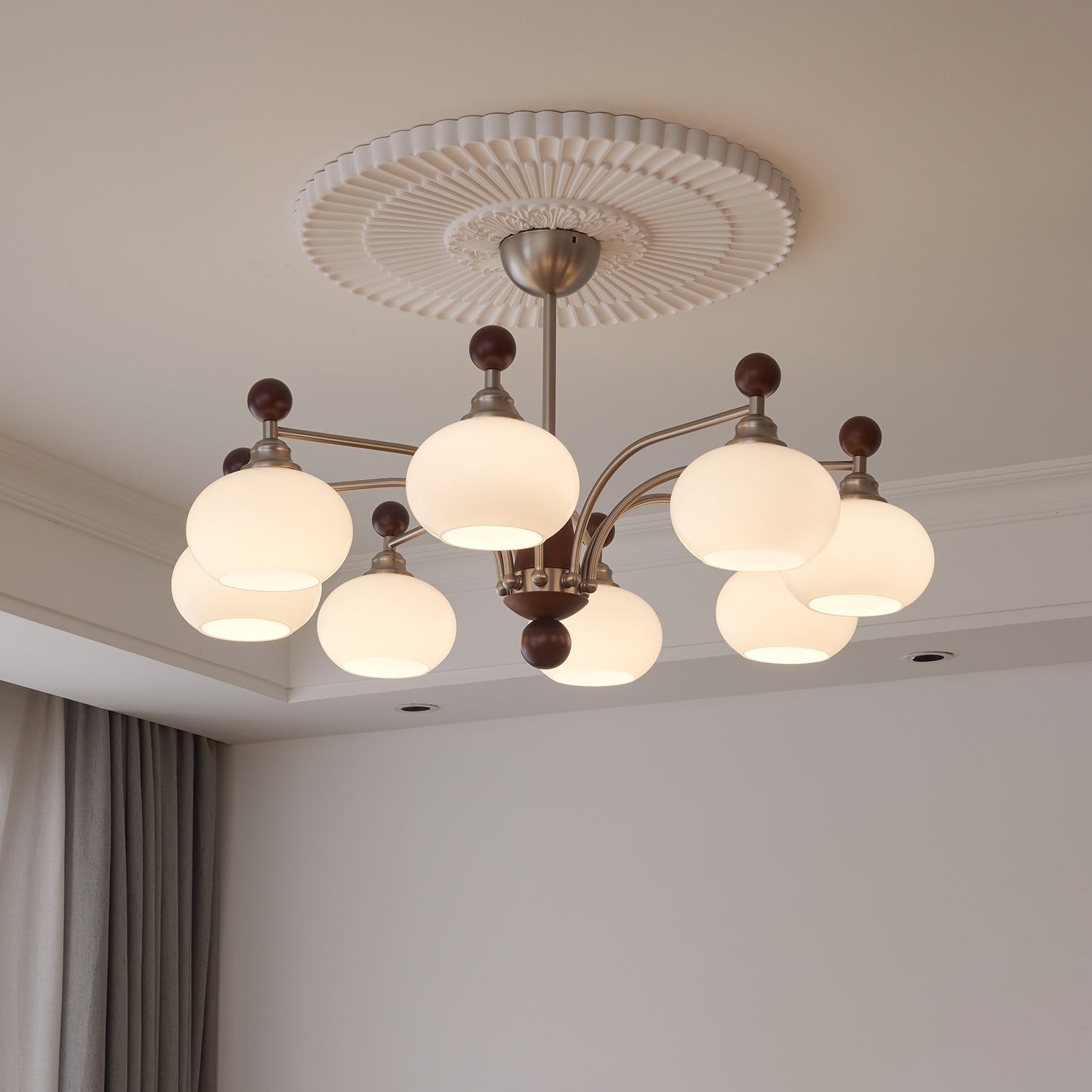 Ivloria Traditional Elegance Orbit Wood Glass Chandelier - Letslighting