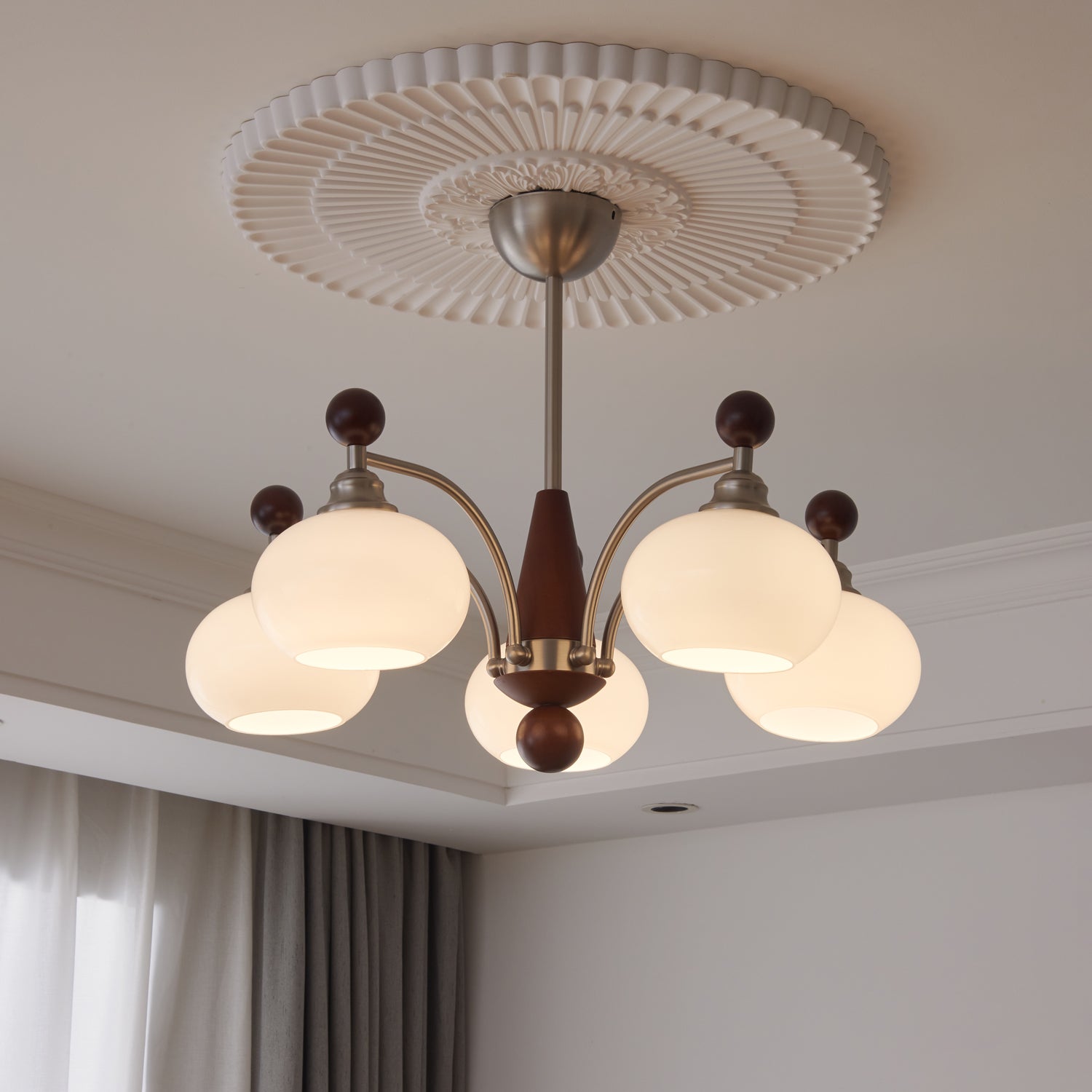 Ivloria Traditional Elegance Orbit Wood Glass Chandelier - Letslighting