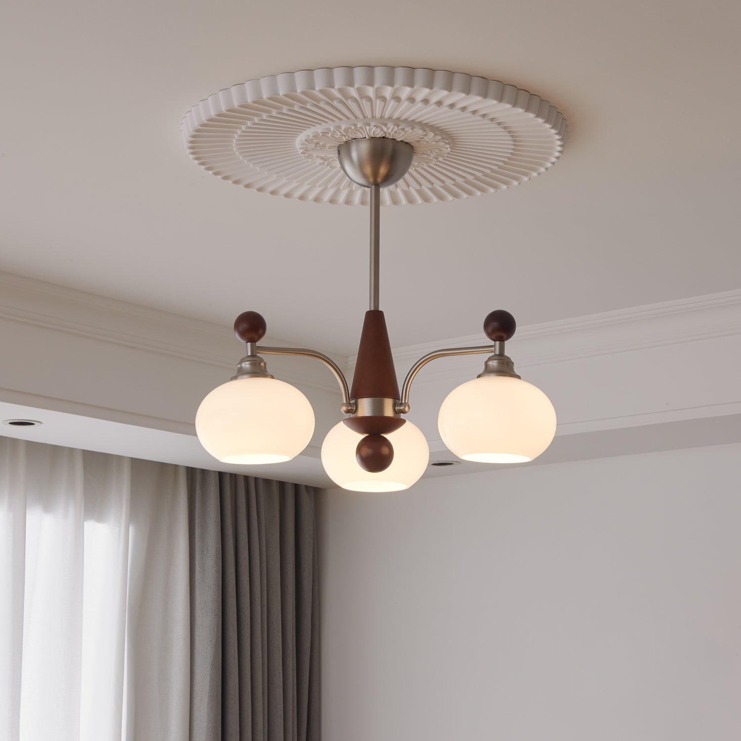 Ivloria Traditional Elegance Orbit Wood Glass Chandelier - Letslighting