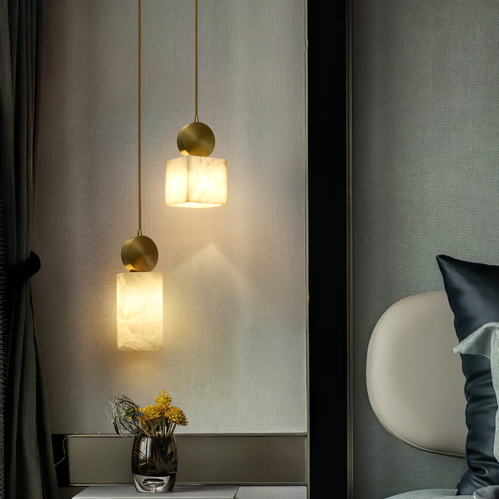 Etruscan Pendant Light Alabaster & Brass - Letslighting