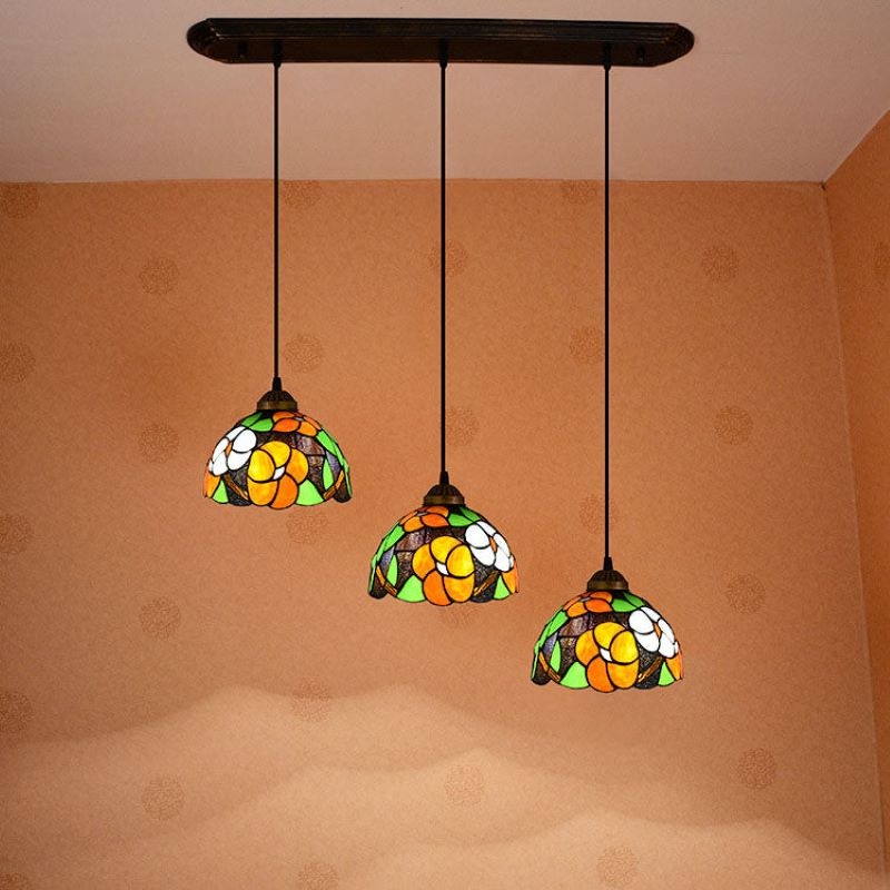 Tiffany Vintage Pendant Light Design Colorful Glass Metal Living Room