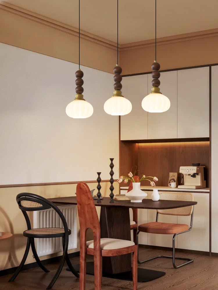 Vothaila Traditional Elegance Vintage Glass Wood Pendant Light - Letslighting
