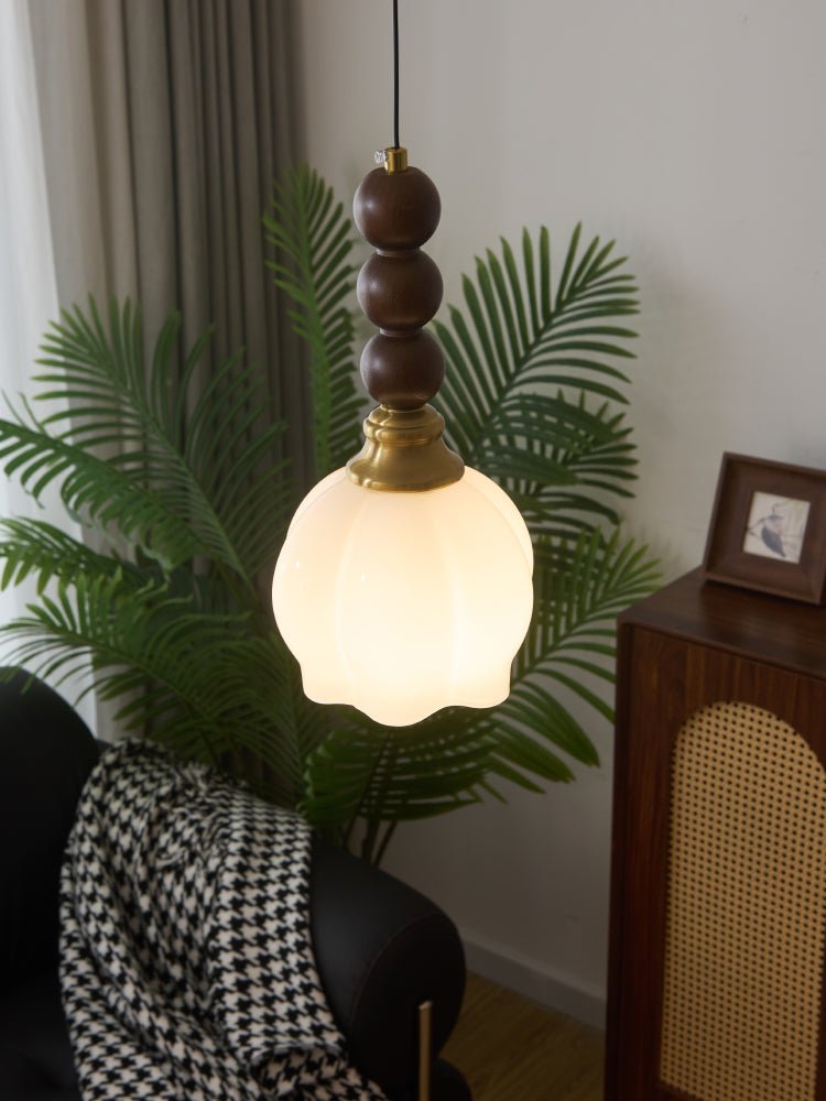 Vothaila Traditional Elegance Vintage Glass Wood Pendant Light - Letslighting
