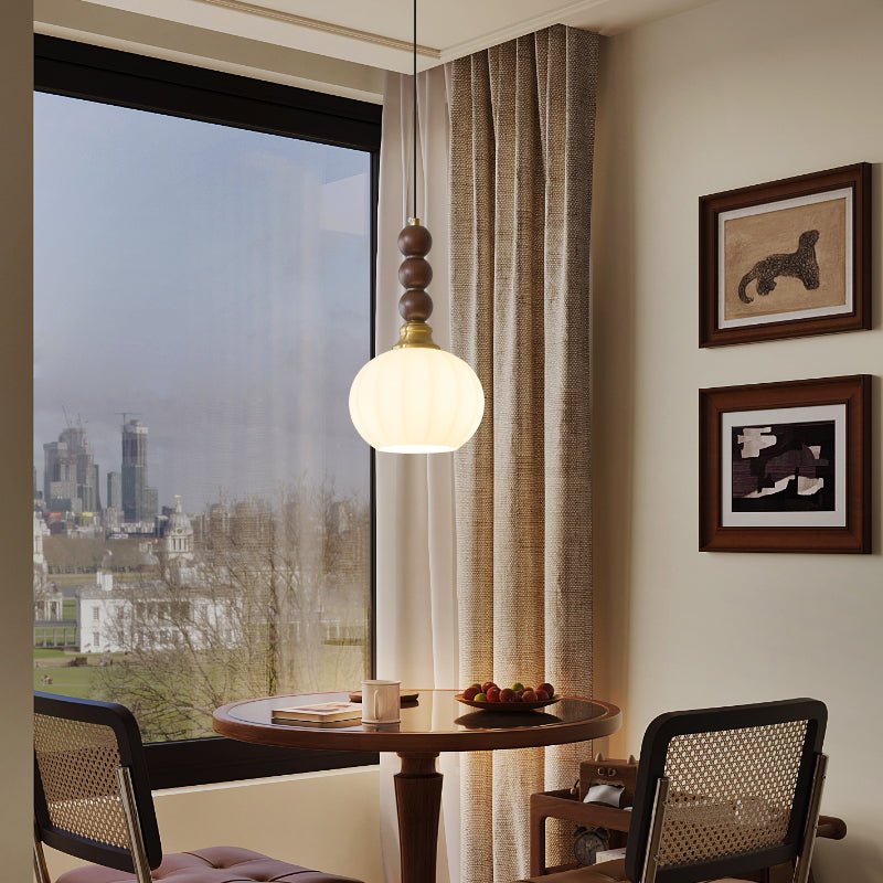 Vothaila Traditional Elegance Vintage Glass Wood Pendant Light - Letslighting
