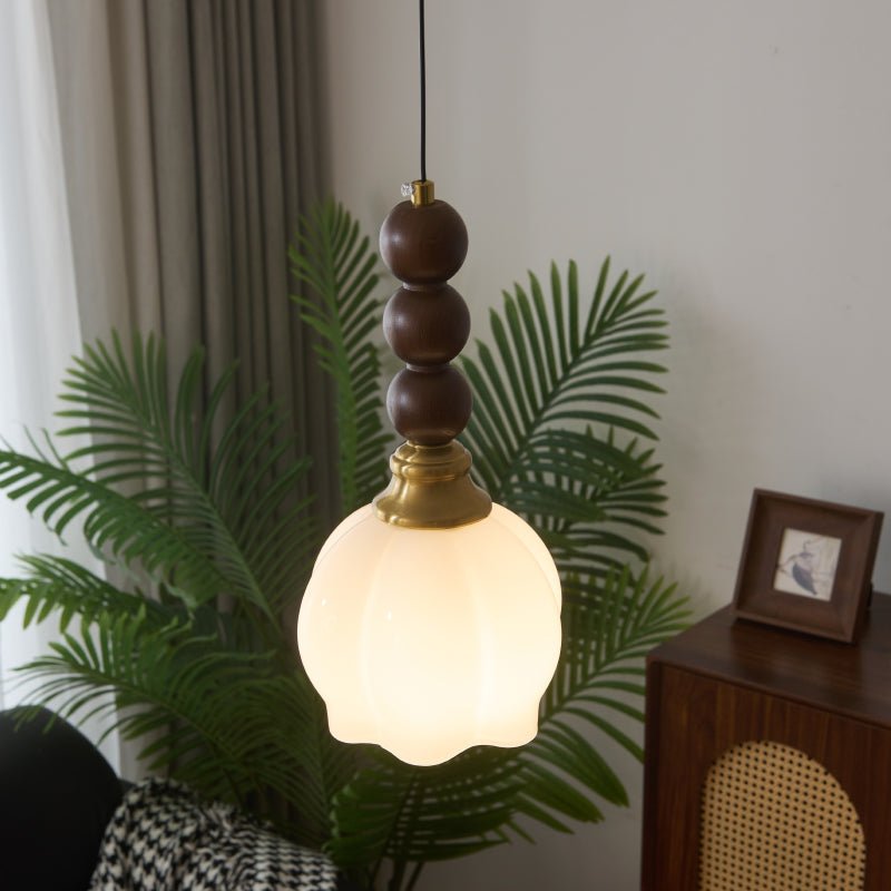 Vothaila Traditional Elegance Vintage Glass Wood Pendant Light - Letslighting