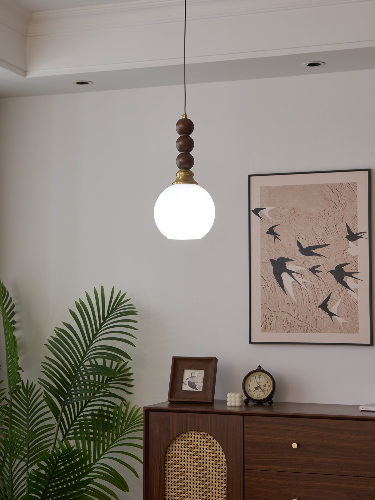 Vothaila Traditional Elegance Vintage Glass Wood Pendant Light - Letslighting