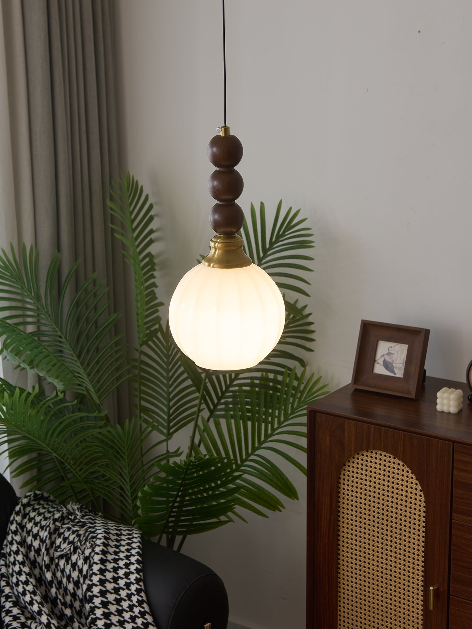 Vothaila Traditional Elegance Vintage Glass Wood Pendant Light - Letslighting