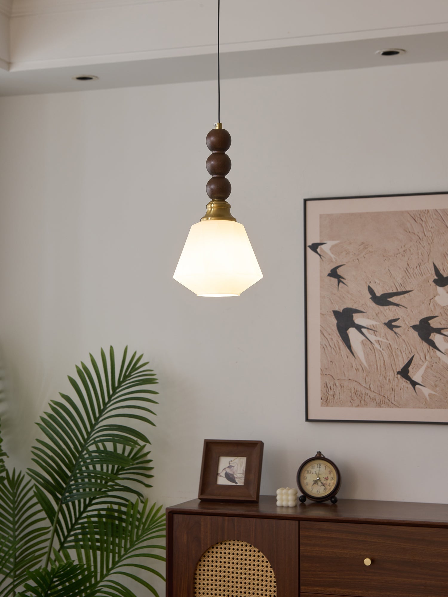 Vothaila Traditional Elegance Vintage Glass Wood Pendant Light - Letslighting