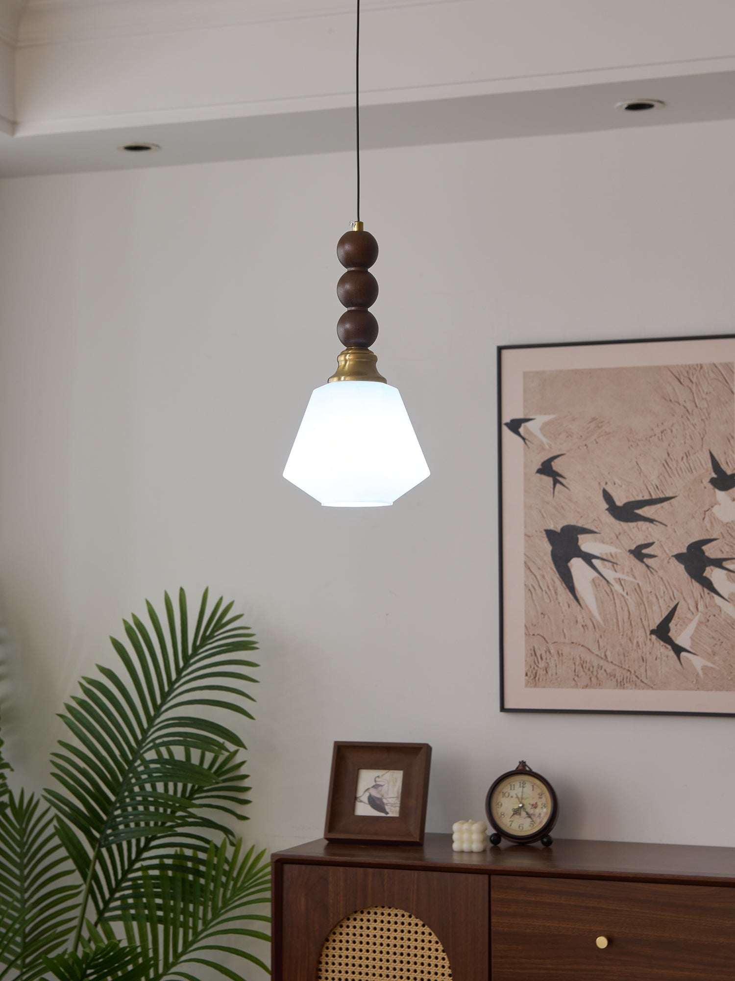 Vothaila Traditional Elegance Vintage Glass Wood Pendant Light - Letslighting