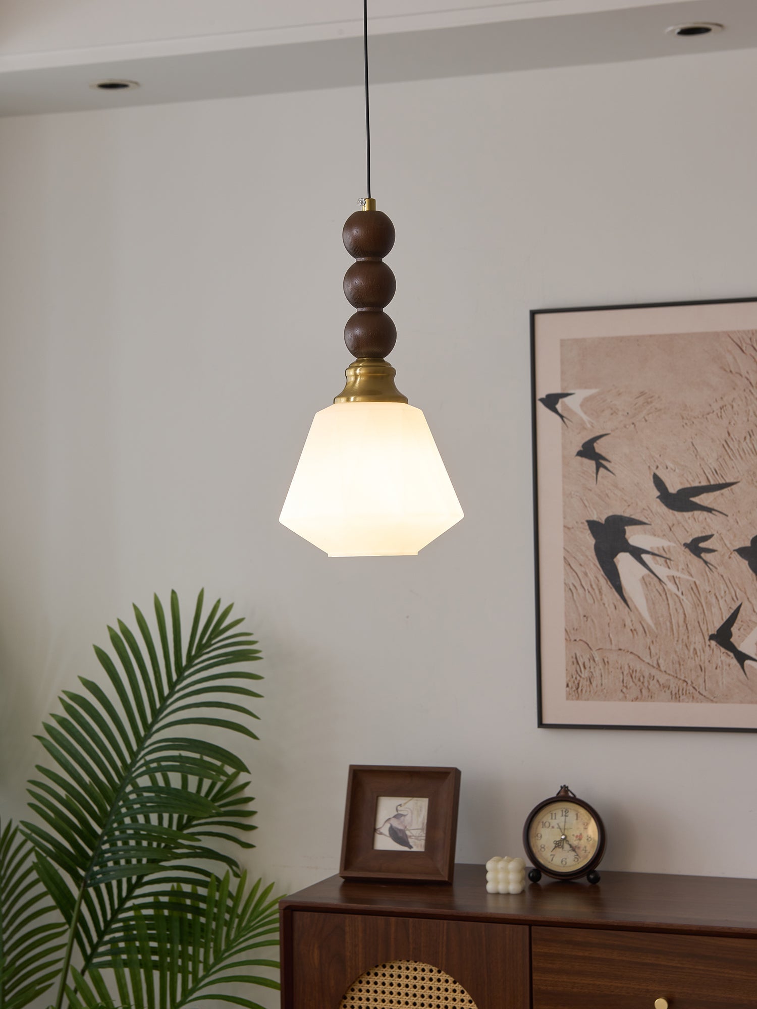 Vothaila Traditional Elegance Vintage Glass Wood Pendant Light - Letslighting