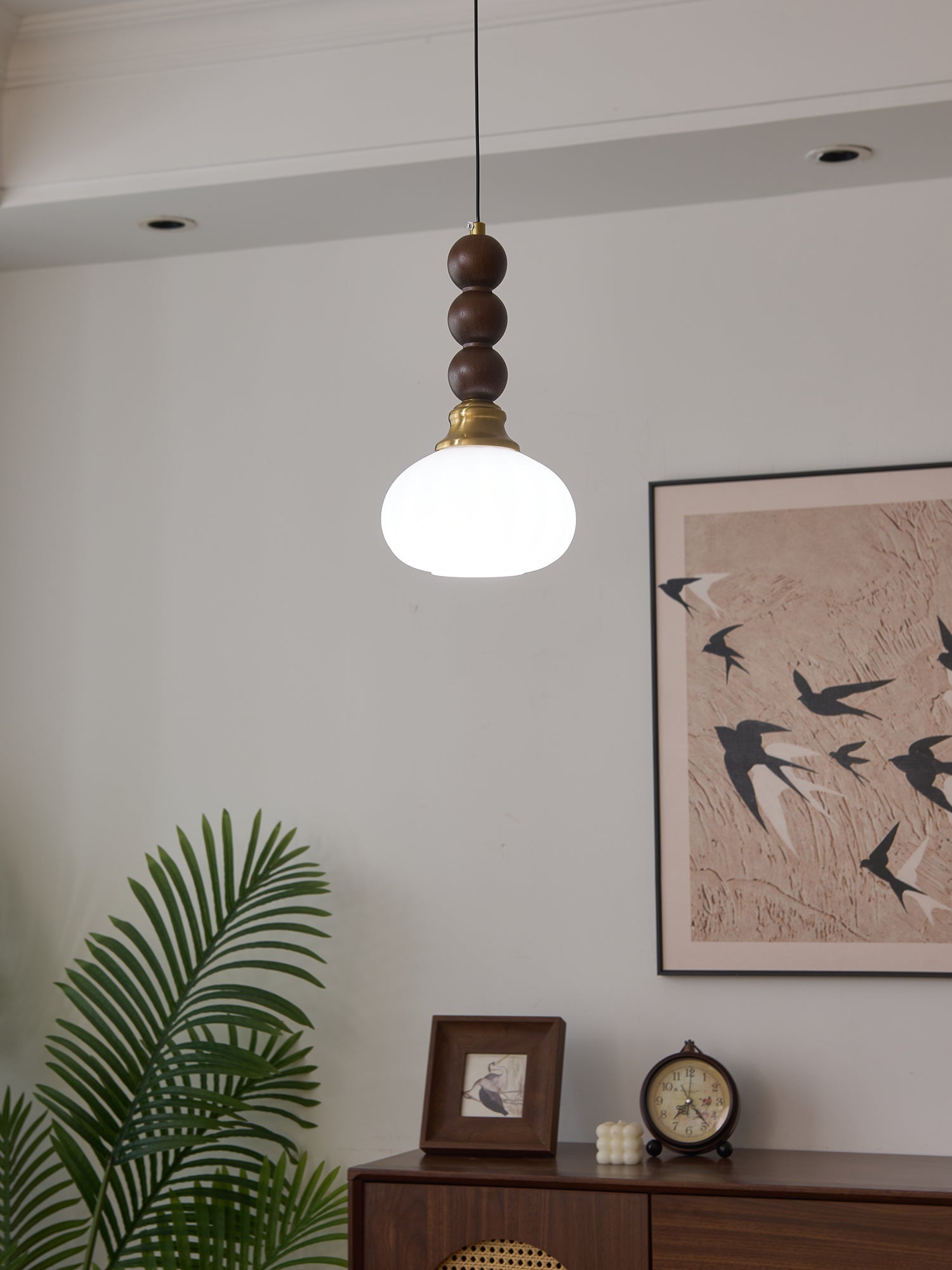 Vothaila Traditional Elegance Vintage Glass Wood Pendant Light - Letslighting