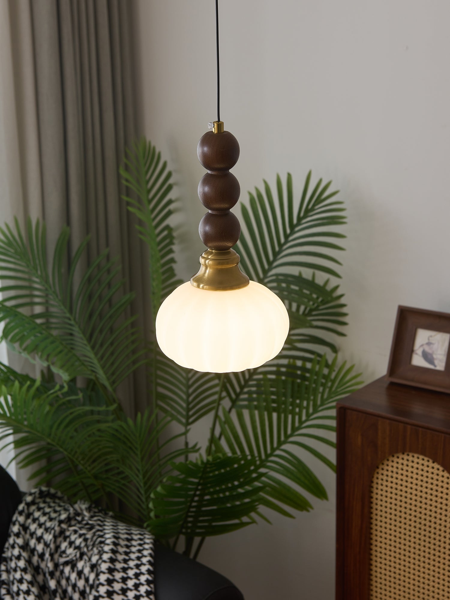 Vothaila Traditional Elegance Vintage Glass Wood Pendant Light - Letslighting