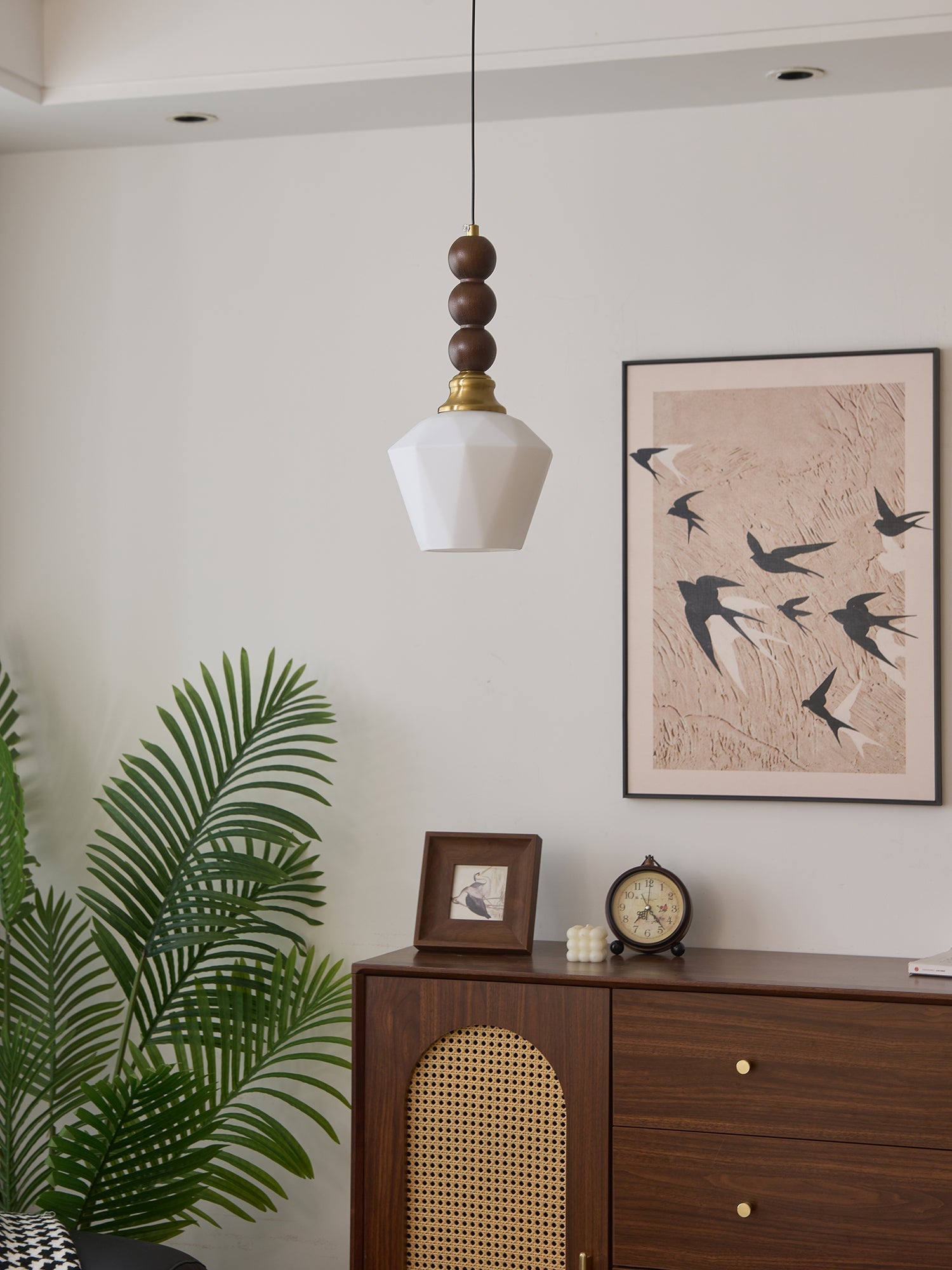 Vothaila Traditional Elegance Vintage Glass Wood Pendant Light - Letslighting