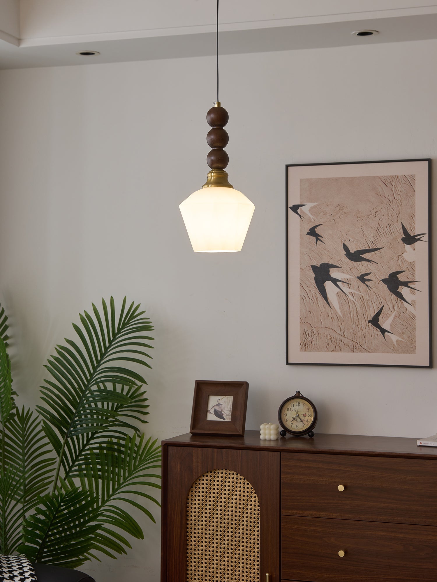 Vothaila Traditional Elegance Vintage Glass Wood Pendant Light - Letslighting