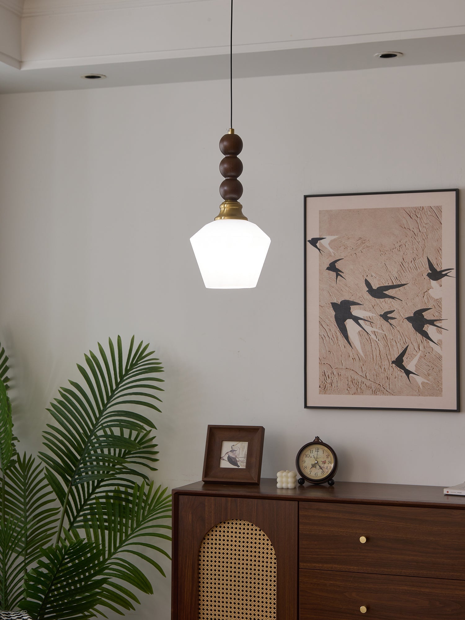 Vothaila Traditional Elegance Vintage Glass Wood Pendant Light - Letslighting
