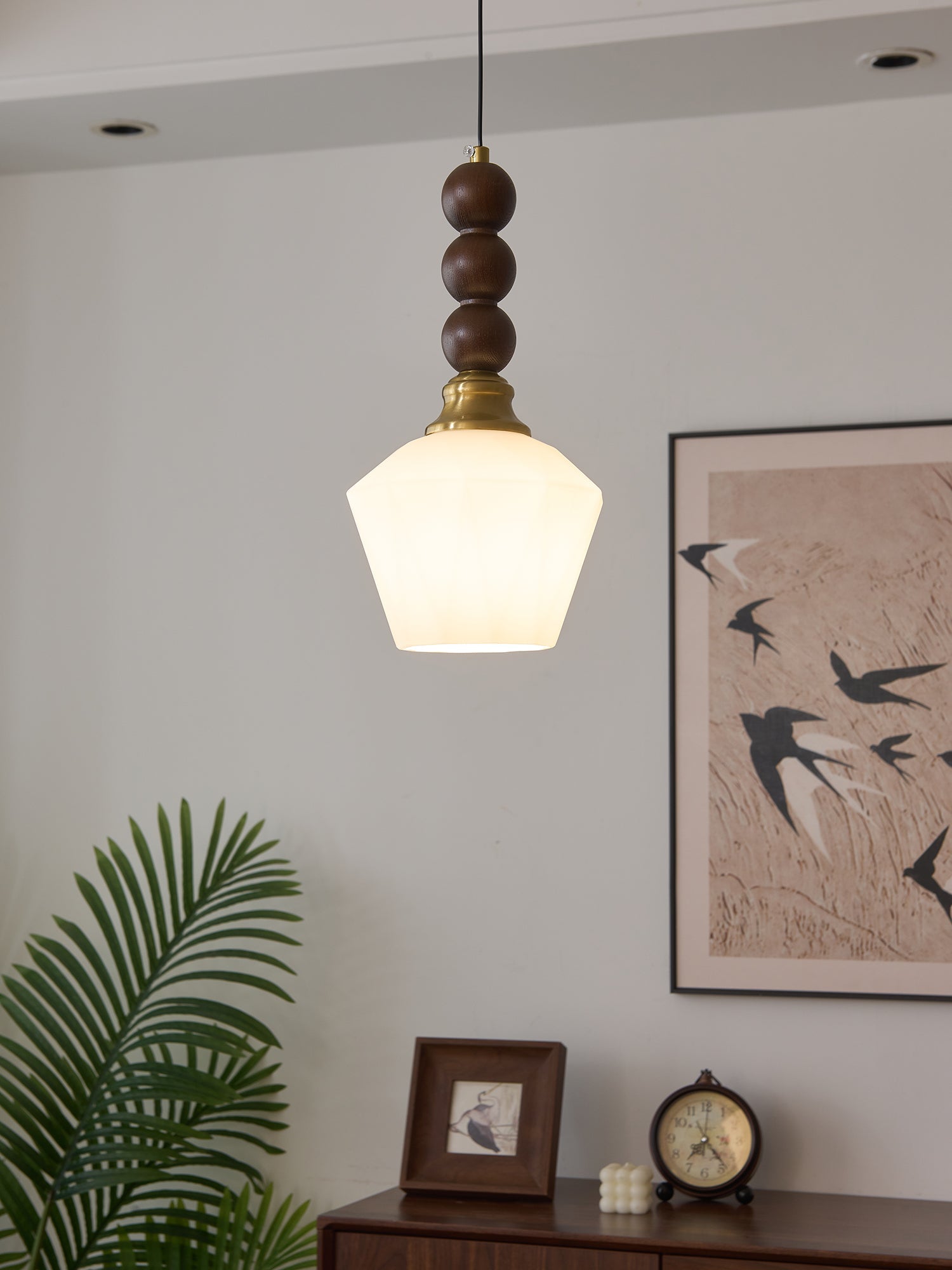 Vothaila Traditional Elegance Vintage Glass Wood Pendant Light - Letslighting