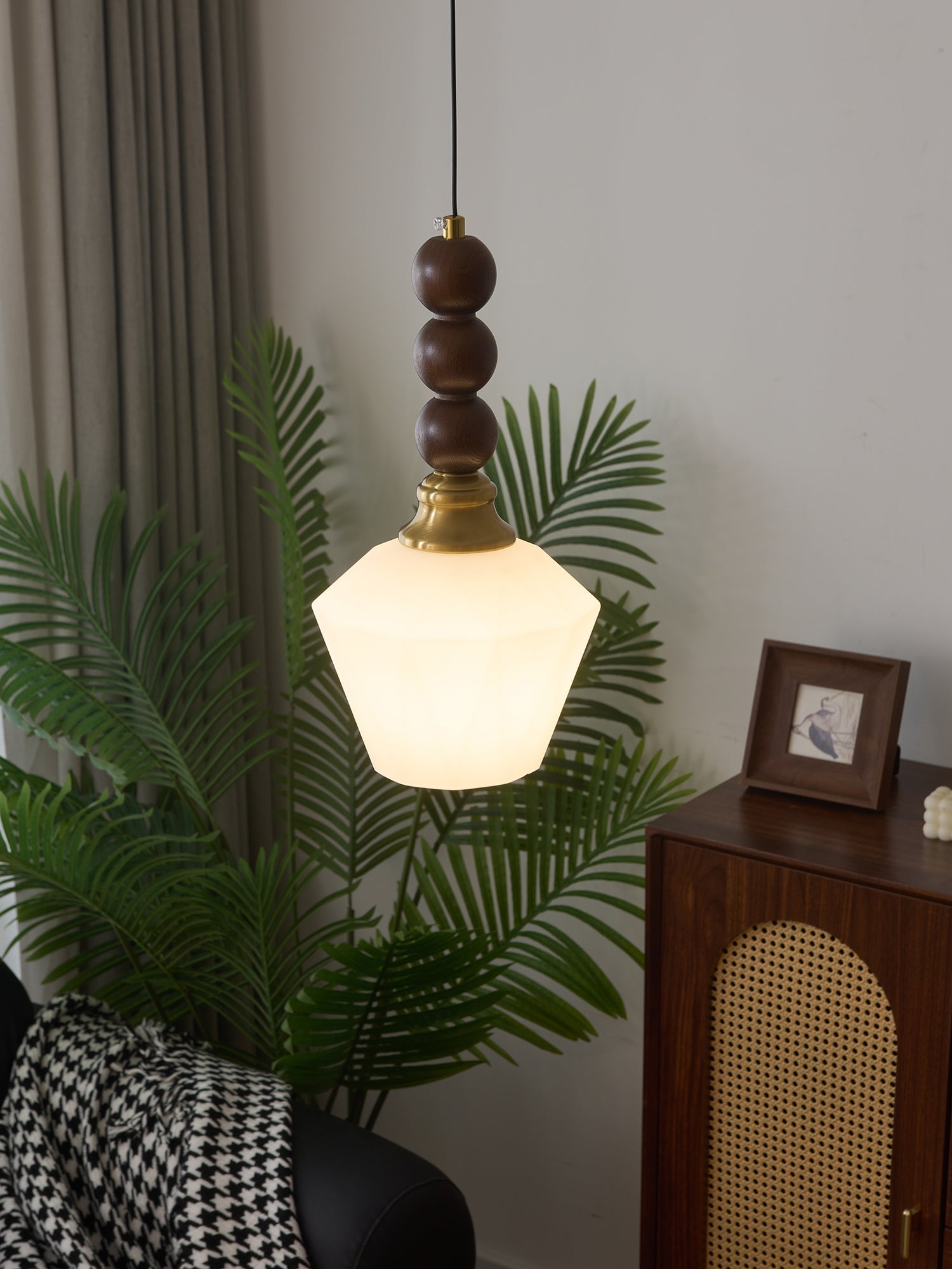 Vothaila Traditional Elegance Vintage Glass Wood Pendant Light - Letslighting