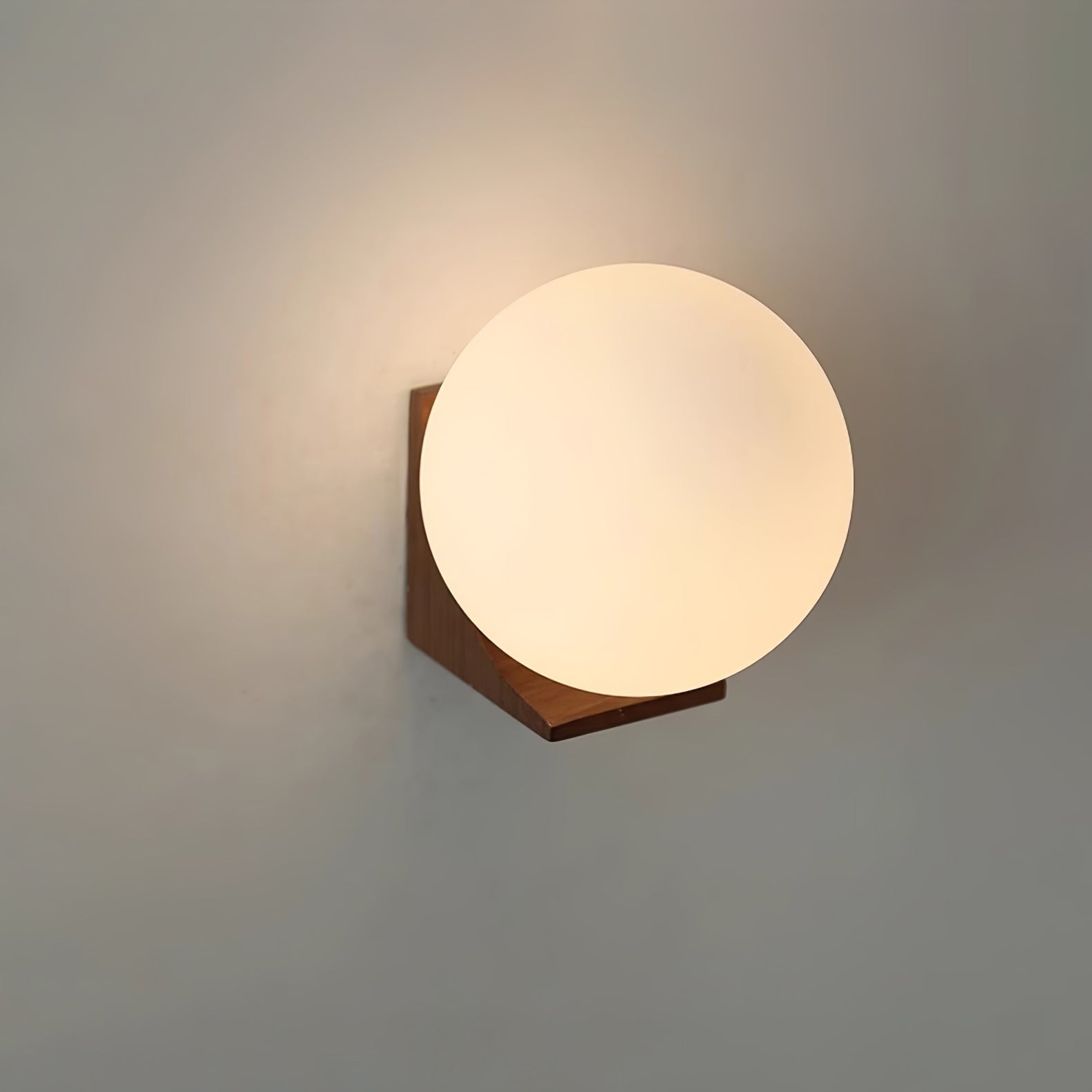 Icarara Modern Minimalist Orb Wood Glass Wall Lamp - Letslighting