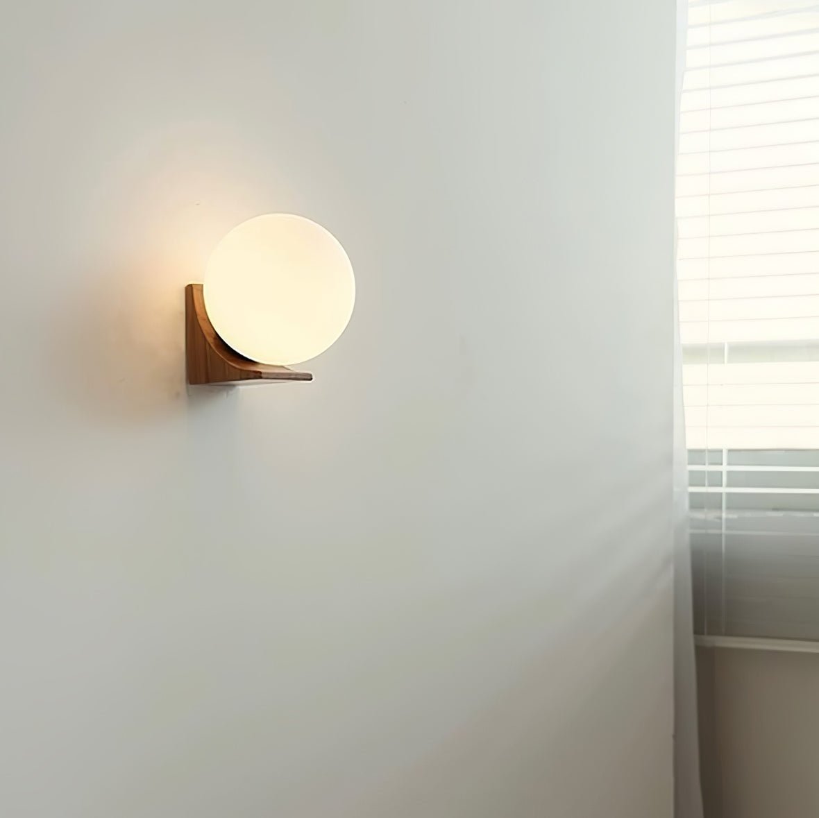 Icarara Modern Minimalist Orb Wood Glass Wall Lamp - Letslighting