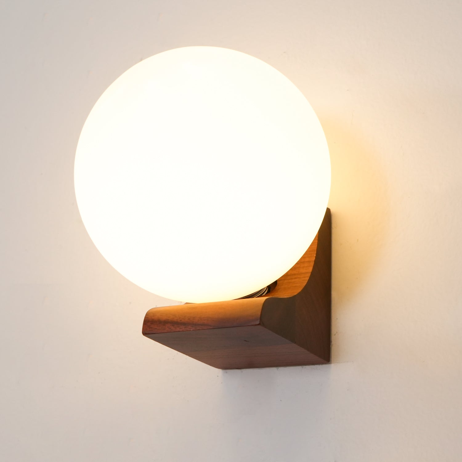Icarara Modern Minimalist Orb Wood Glass Wall Lamp - Letslighting