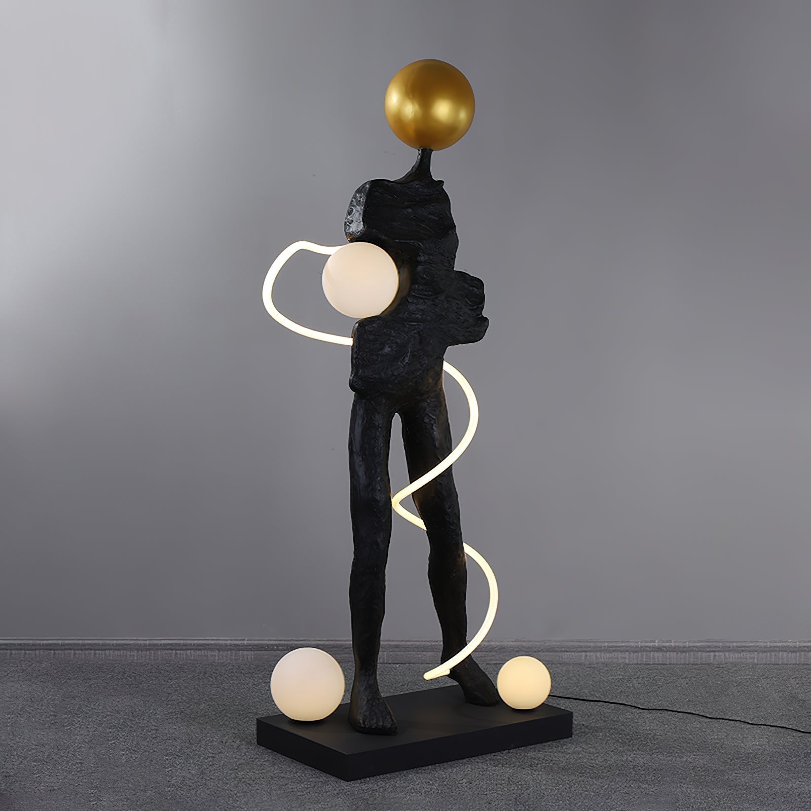 Nycaran Sculptural Black Floor Lamp - Letslighting