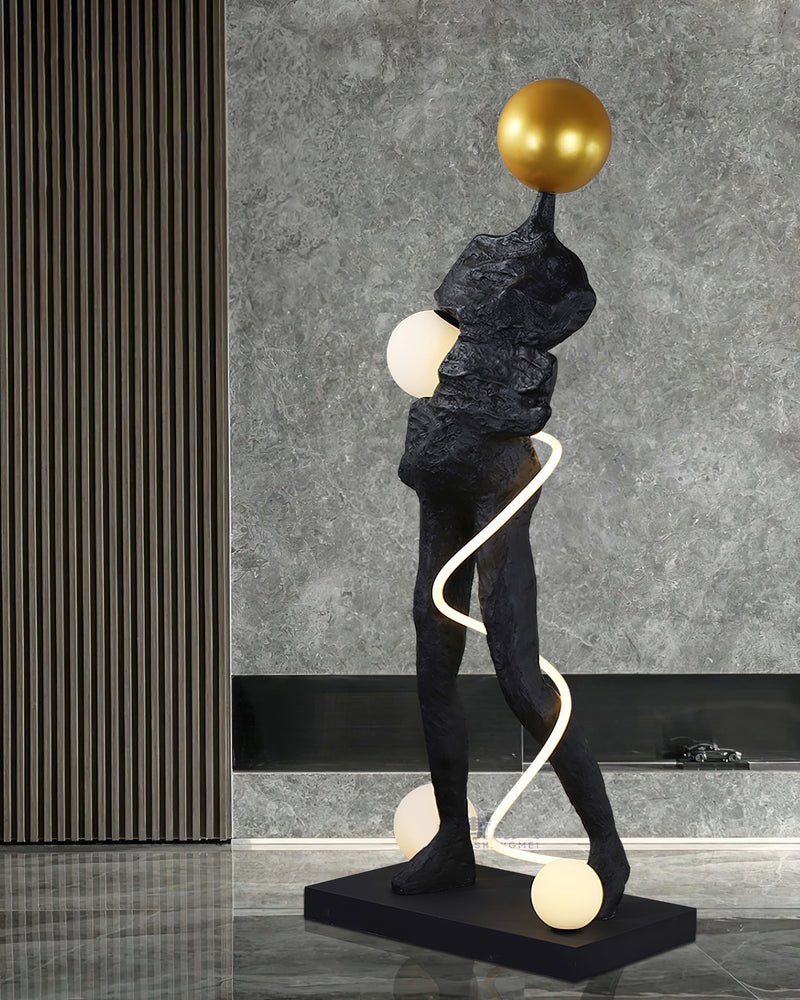 Nycaran Sculptural Black Floor Lamp - Letslighting