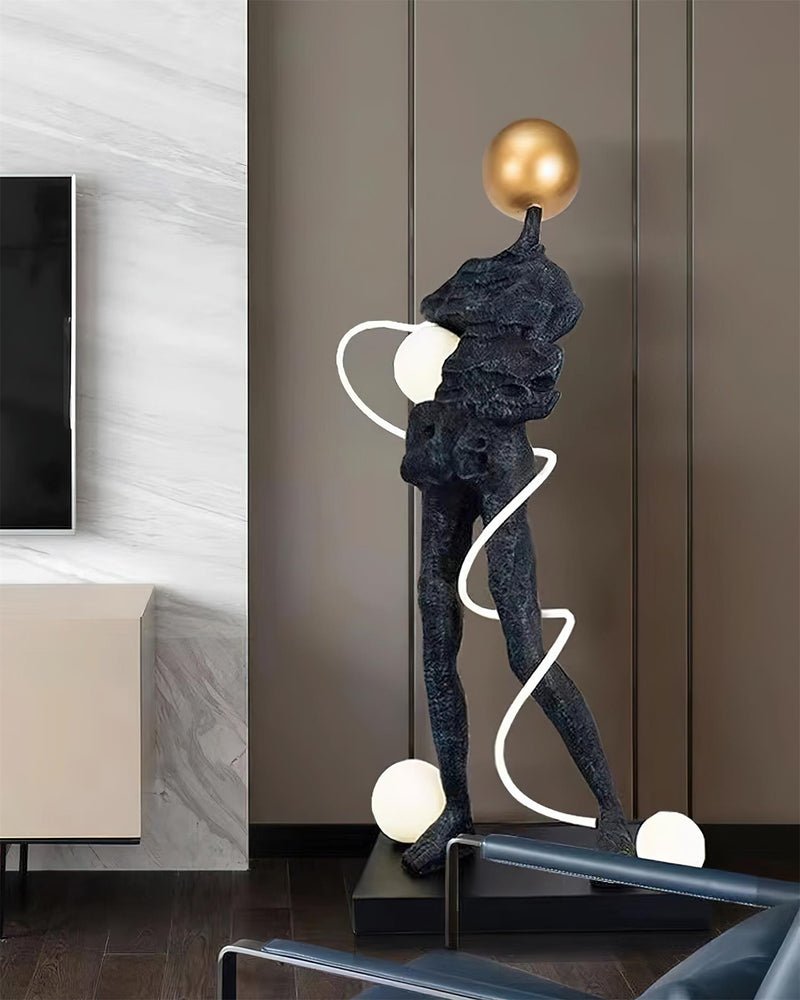 Nycaran Sculptural Black Floor Lamp - Letslighting