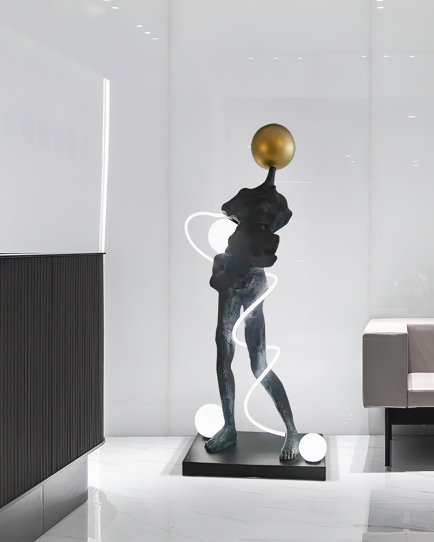 Nycaran Sculptural Black Floor Lamp - Letslighting