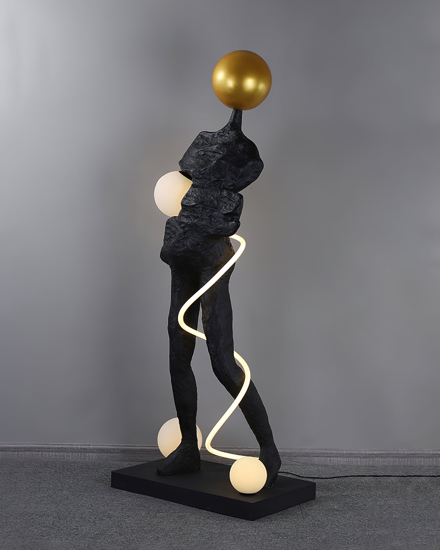 Nycaran Sculptural Black Floor Lamp - Letslighting