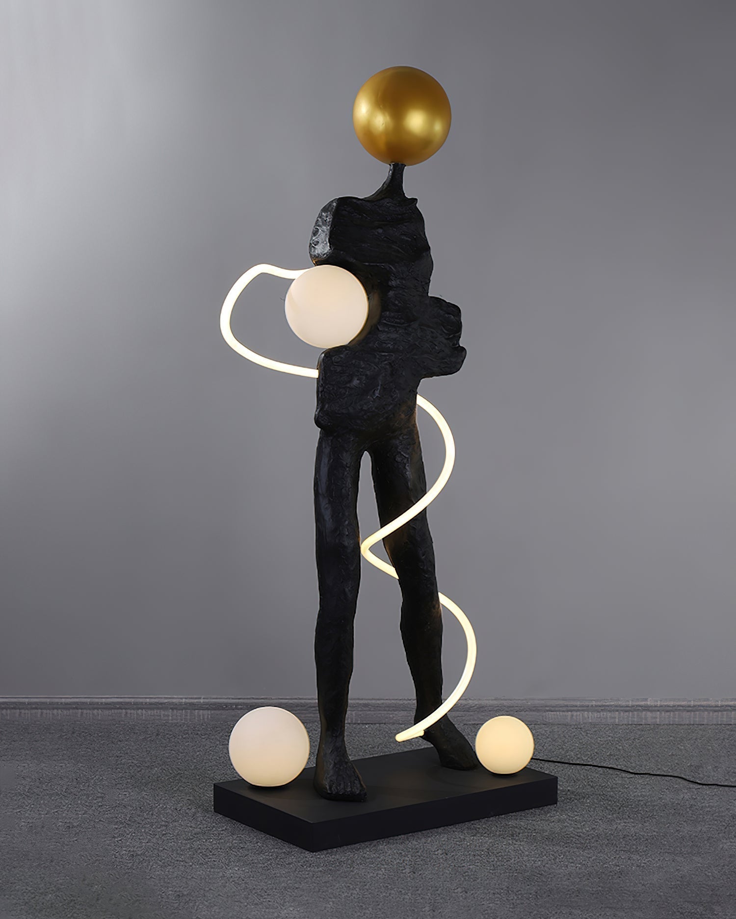 Nycaran Sculptural Black Floor Lamp - Letslighting