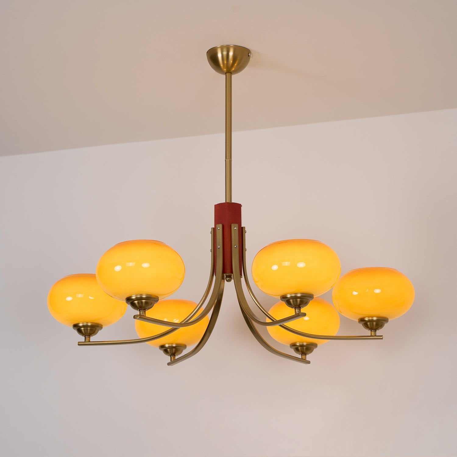 Auralyn 6-Light Amber Glass Globe Chandelier - Letslighting