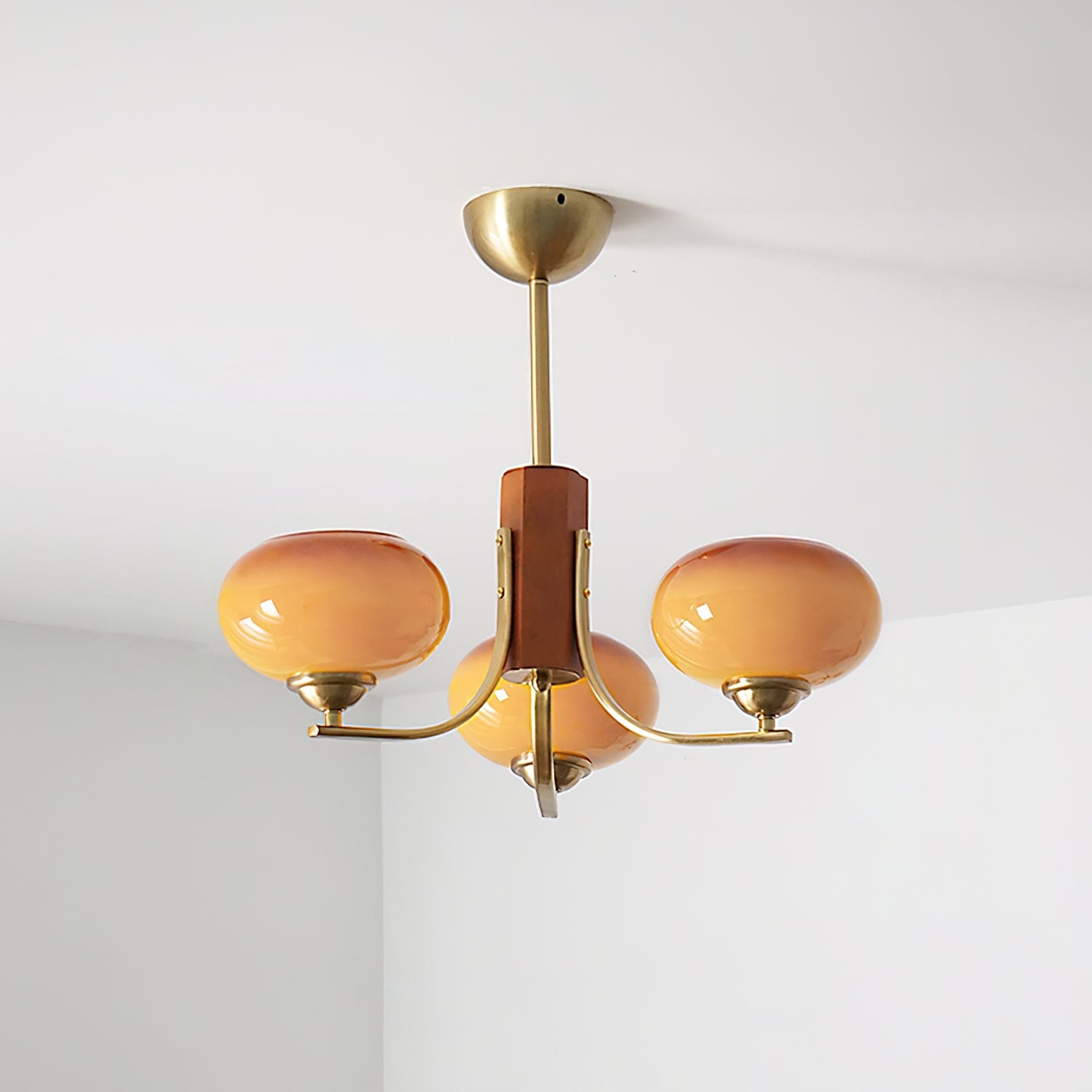 Auralyn 6-Light Amber Glass Globe Chandelier - Letslighting