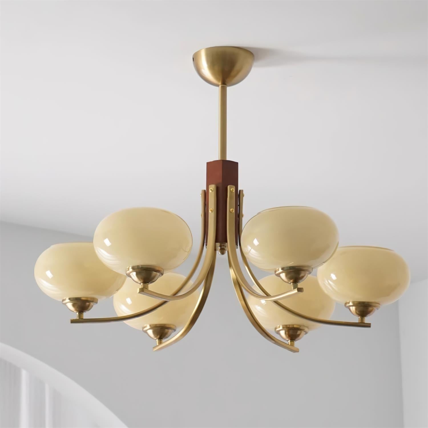 Auralyn 6-Light Amber Glass Globe Chandelier - Letslighting