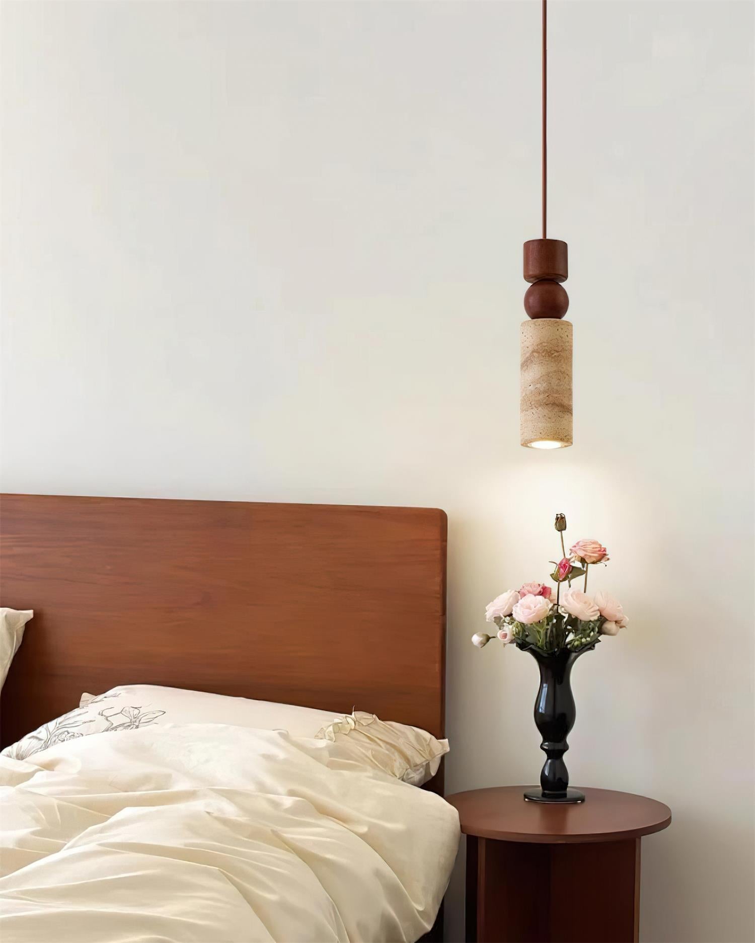 Pendant Light Geometric Wood Travertine Minimalist Nordic Hanging - Letslighting