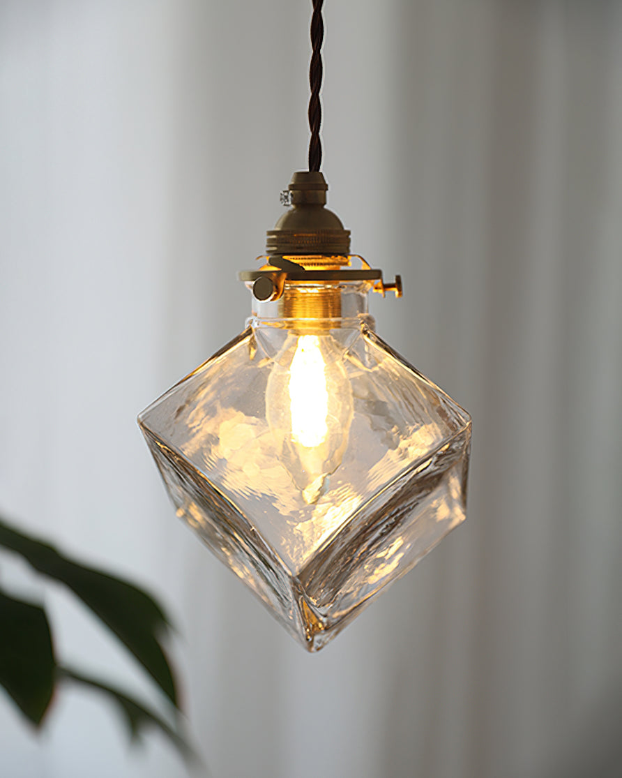 Felix Glass Pendant Lamp Clear Geometric Industrial - Letslighting