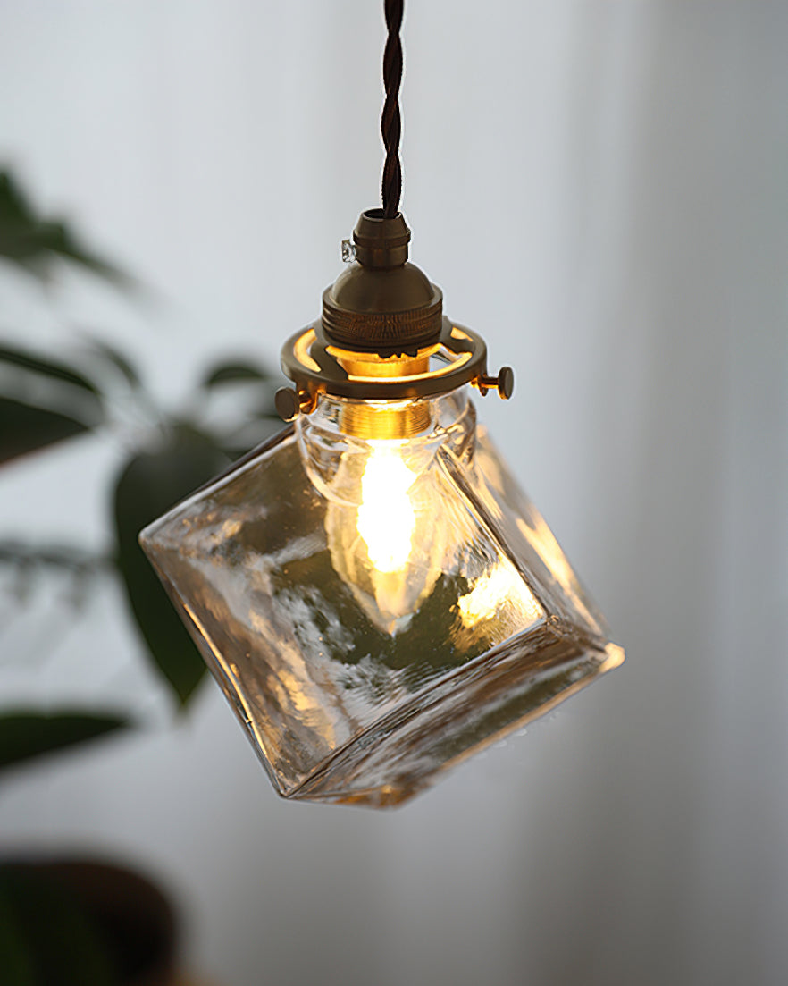 Felix Glass Pendant Lamp Clear Geometric Industrial - Letslighting